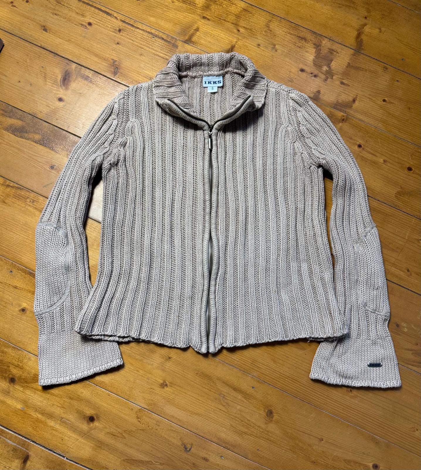IKKS Beige Cardigan Zippé Grosse Maille Manches Longues - taille Small