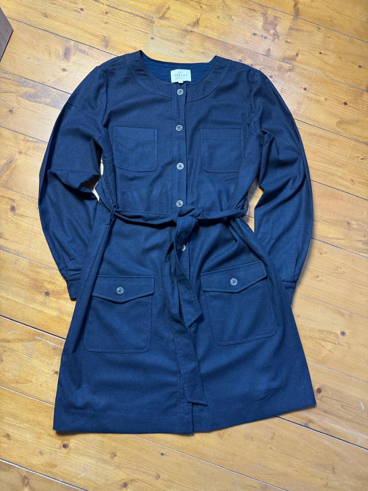 Sézane Navy Robe Chemise Manches Longues Ceinture - taille 38 image 7