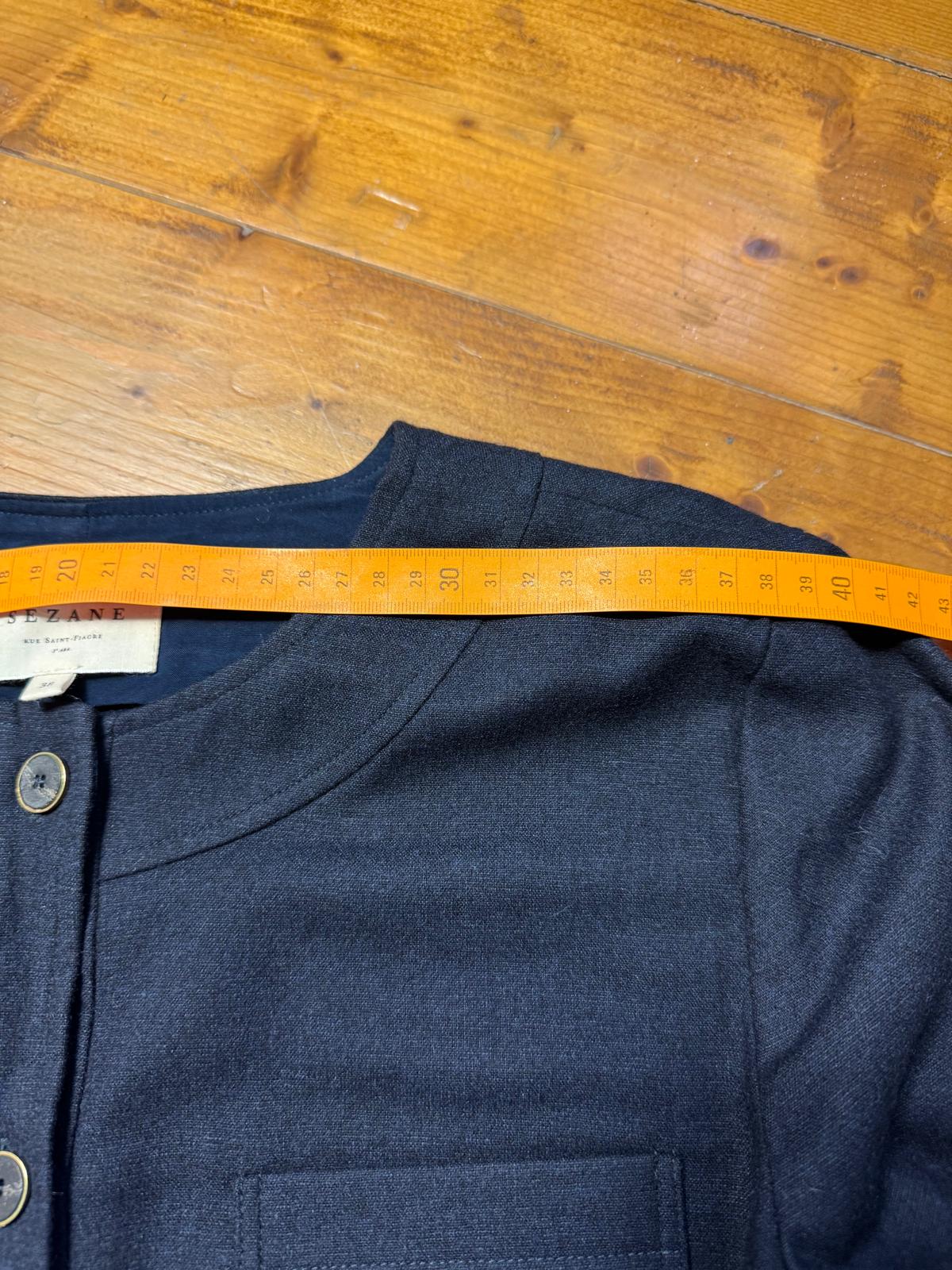 Sézane Navy Robe Chemise Manches Longues Ceinture - taille 38 image 9