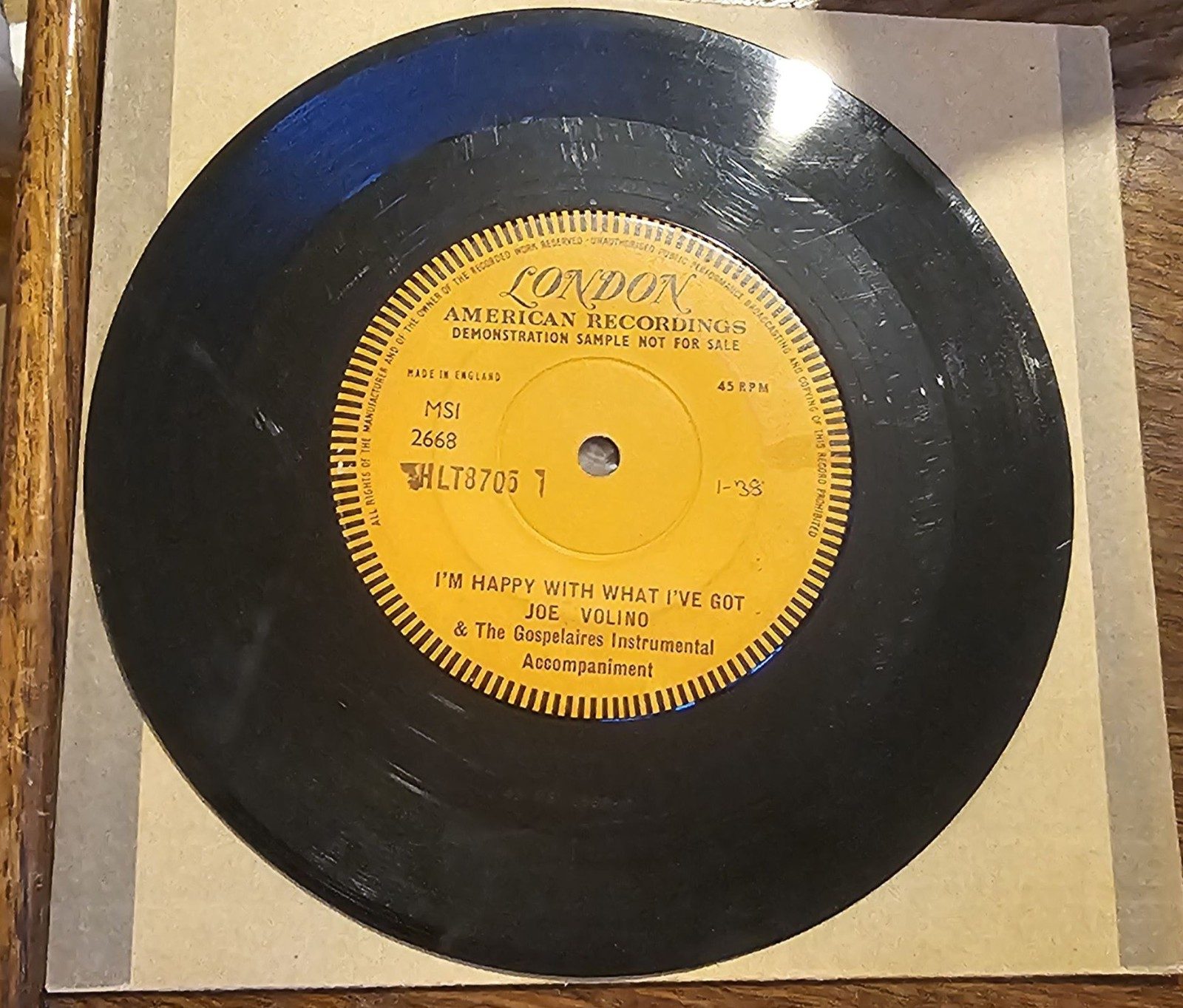 Joe Volino I'm Happy With What I've Got DEMO London MSI 2668 7