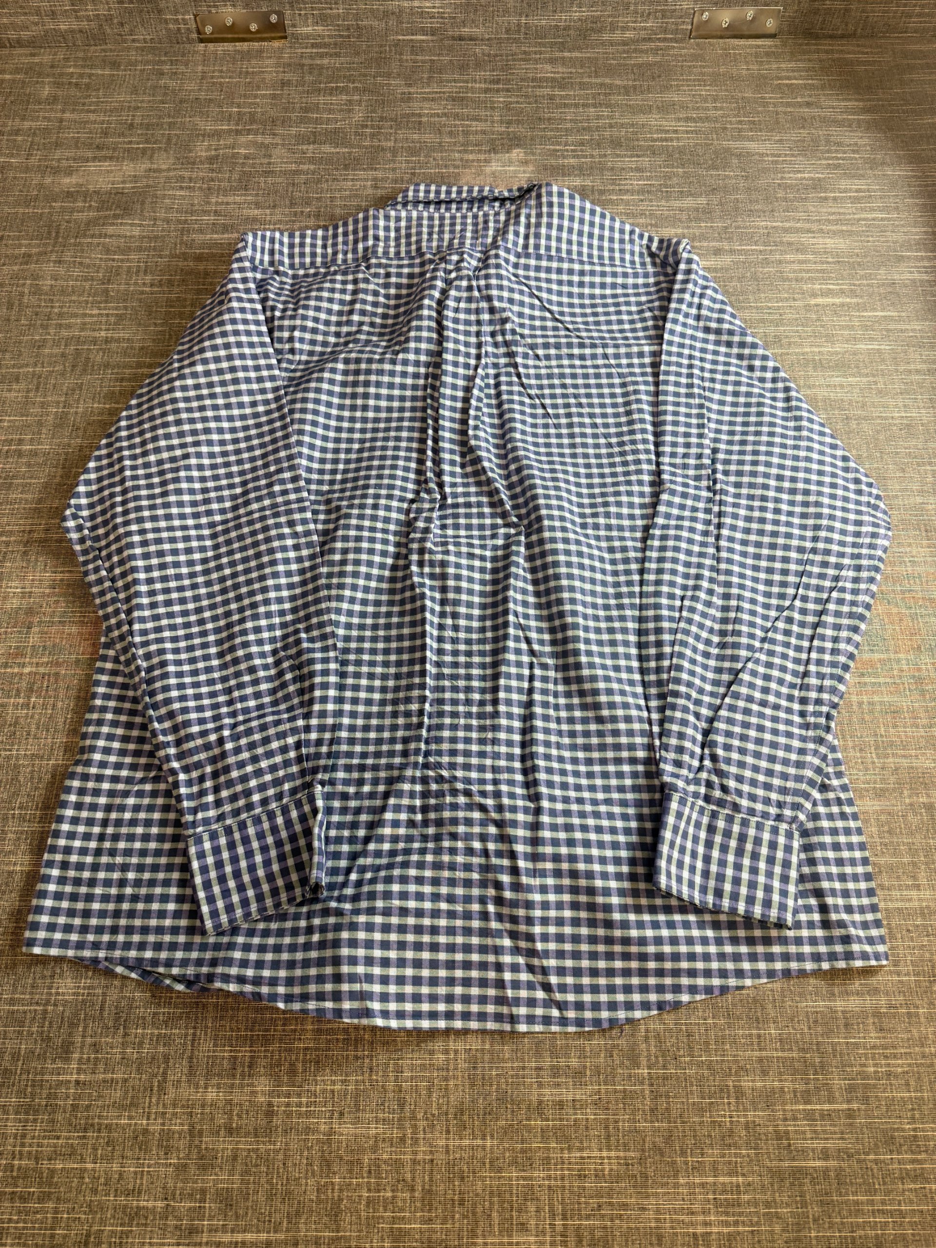 Member's Mark Men’s Stretch Oxford Shirt Large Blue Green Check image 4