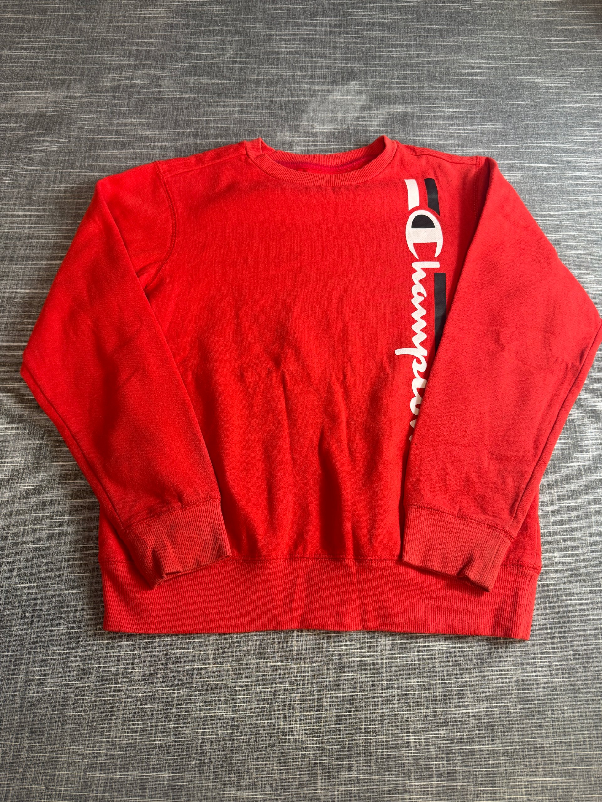 Champion Men's Red Graphic Logo Sweatshirt Large Cotton Polyester