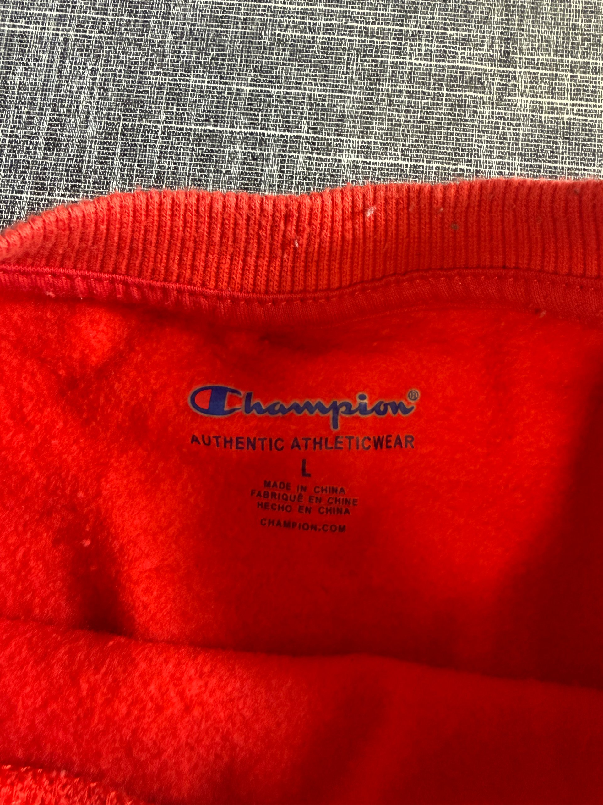Champion Men's Red Graphic Logo Sweatshirt Large Cotton Polyester image 4
