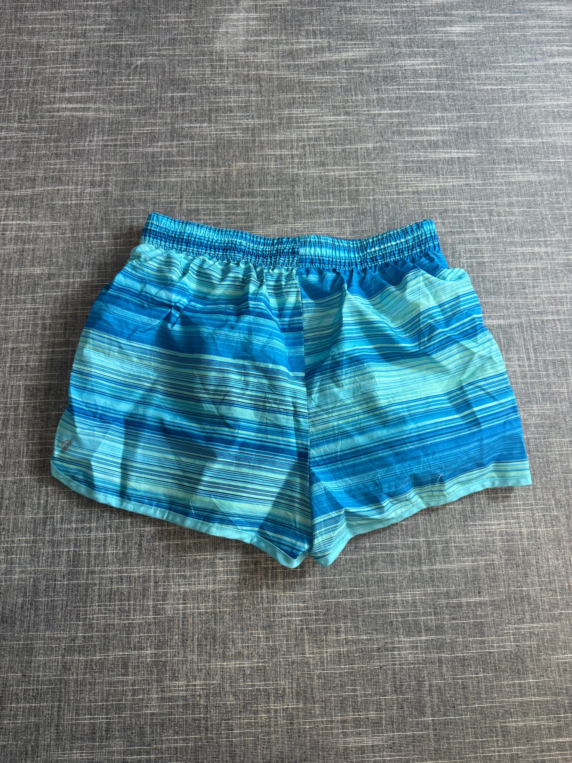 Champion Women’s Athletic Running Shorts Blue Striped Elastic Waist image 3
