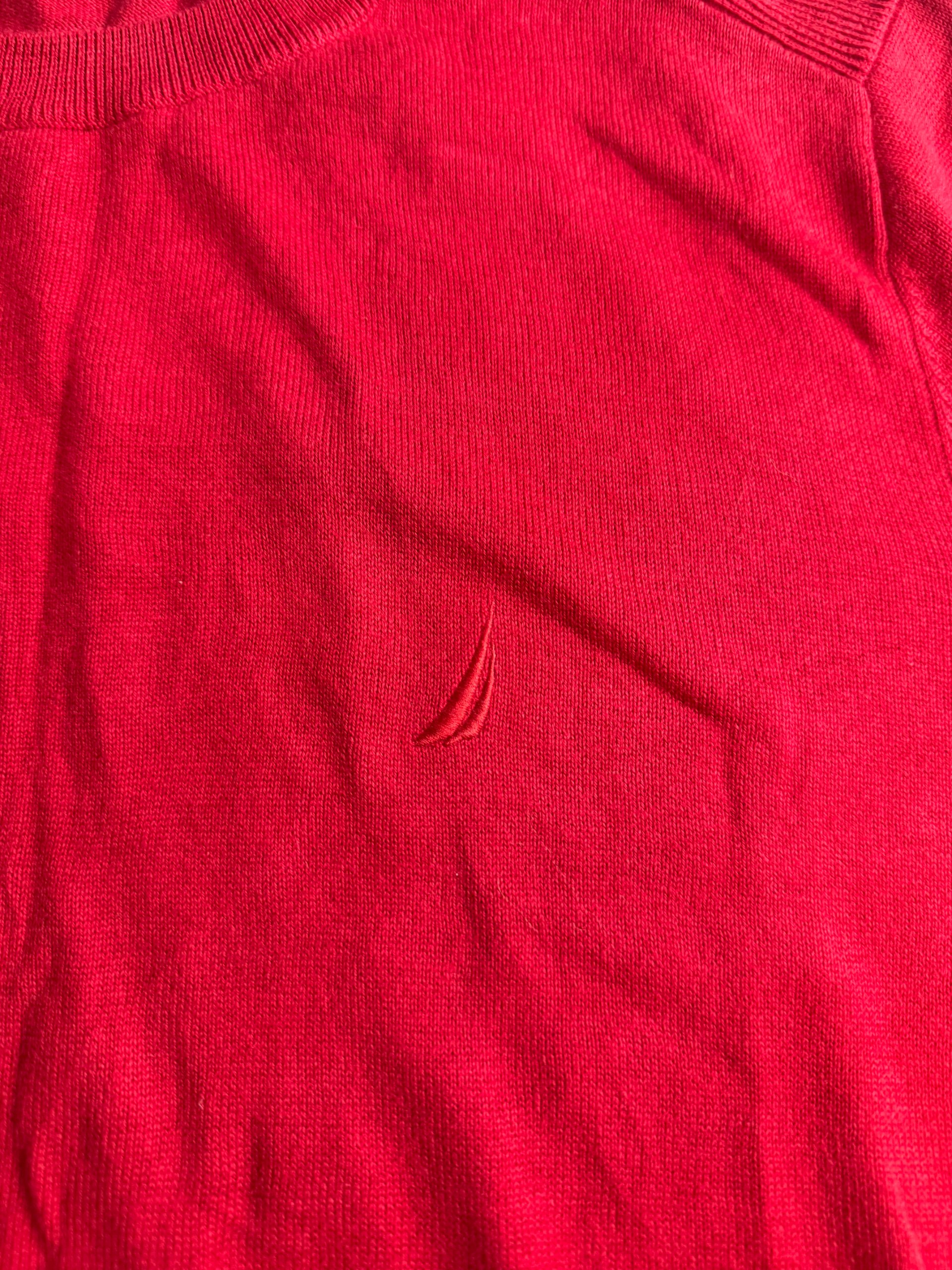 Nautica Men's Red Cotton Sweater Large Embroidered Logo image 2