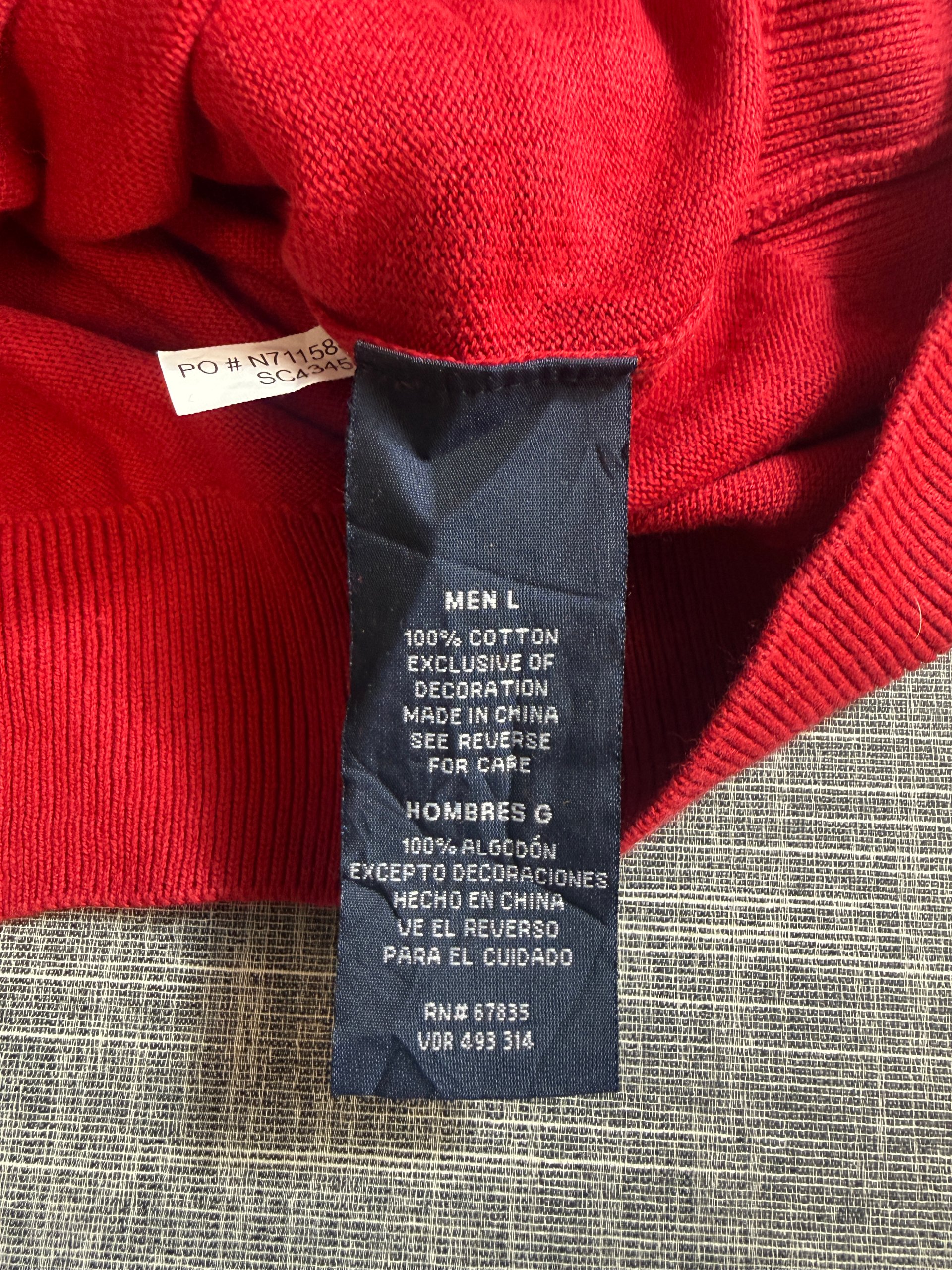 Nautica Men's Red Cotton Sweater Large Embroidered Logo image 4