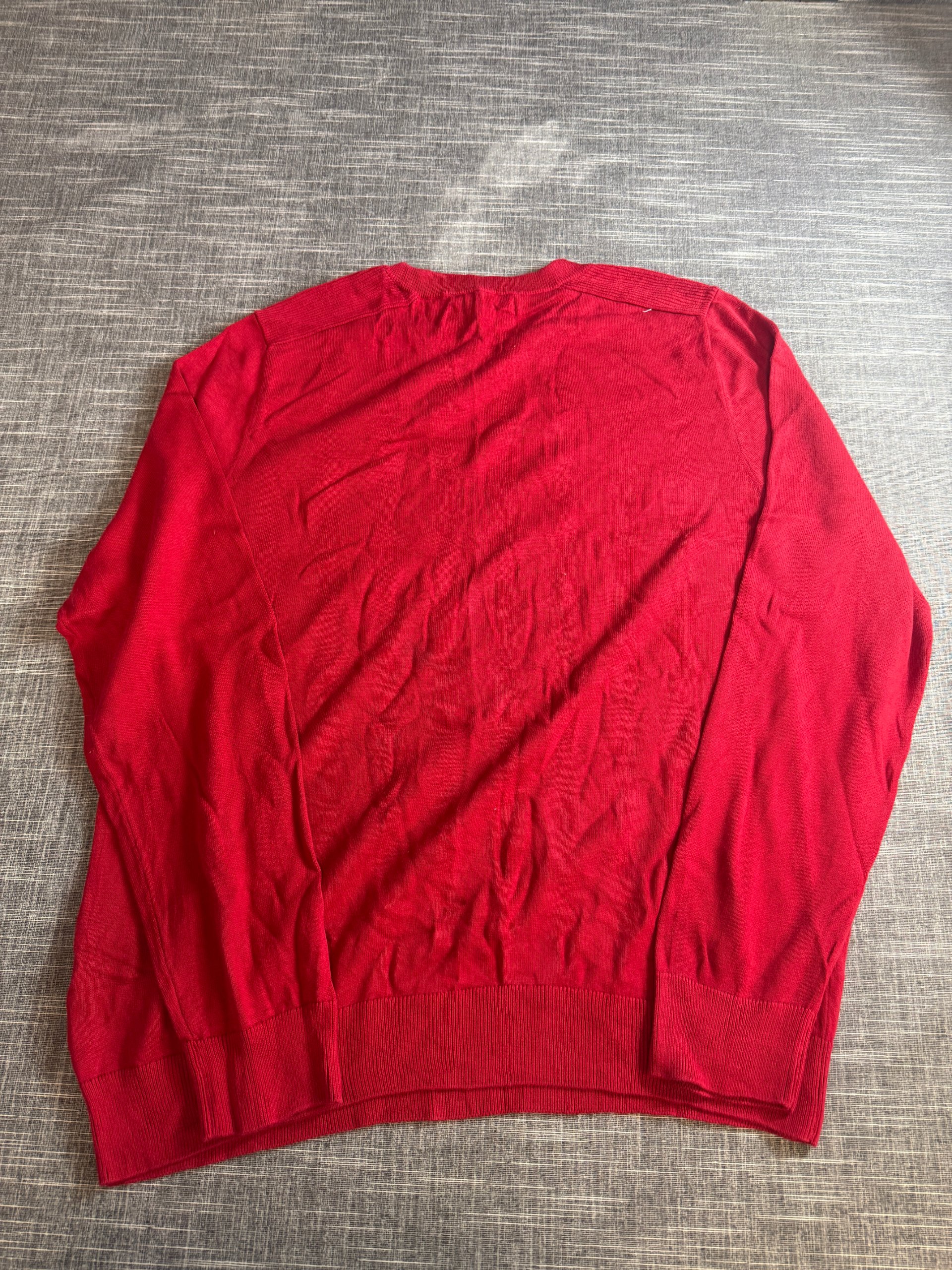 Nautica Men's Red Cotton Sweater Large Embroidered Logo image 5