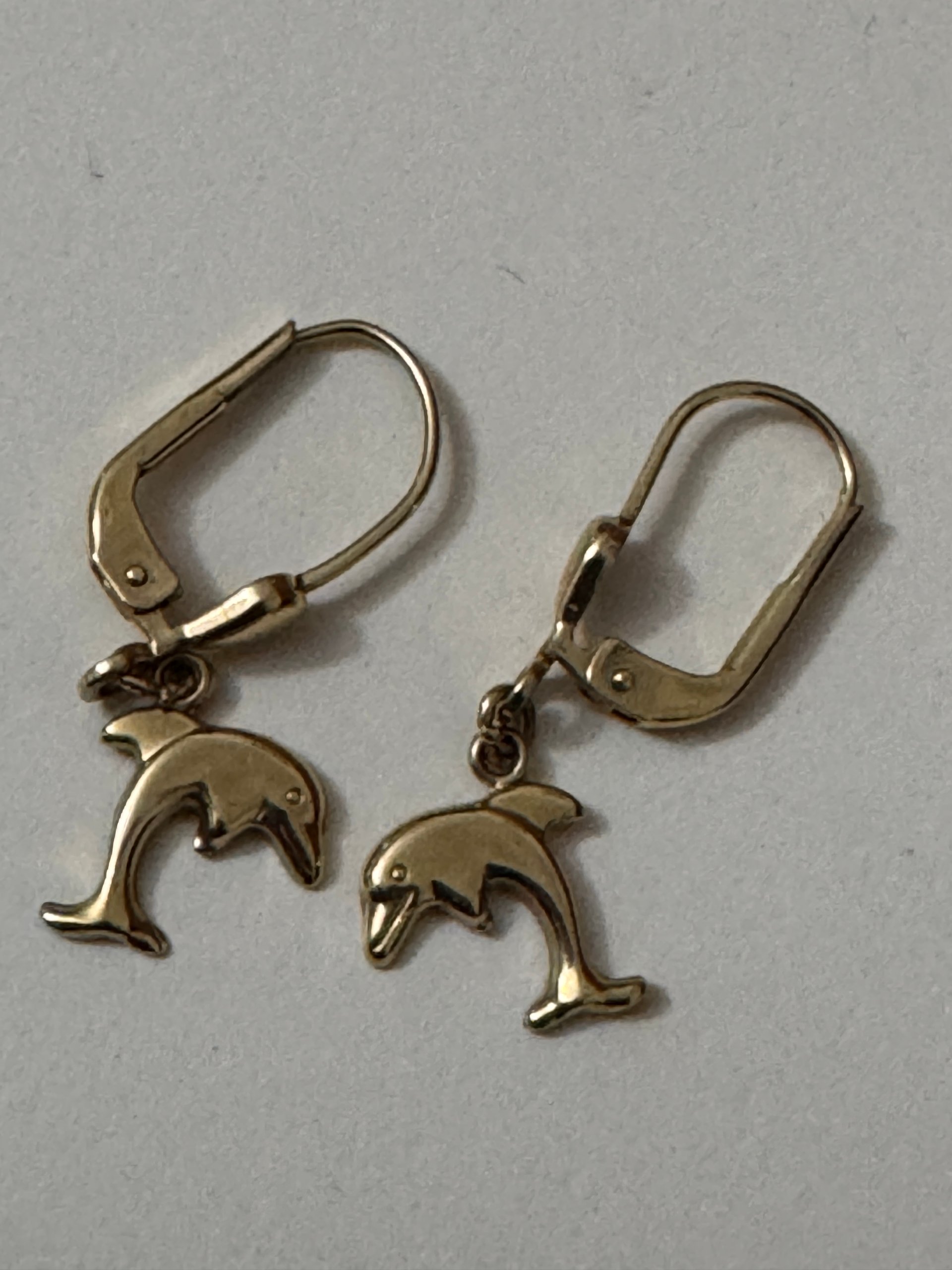 333 Gold Dolphin Drop Earrings image 8