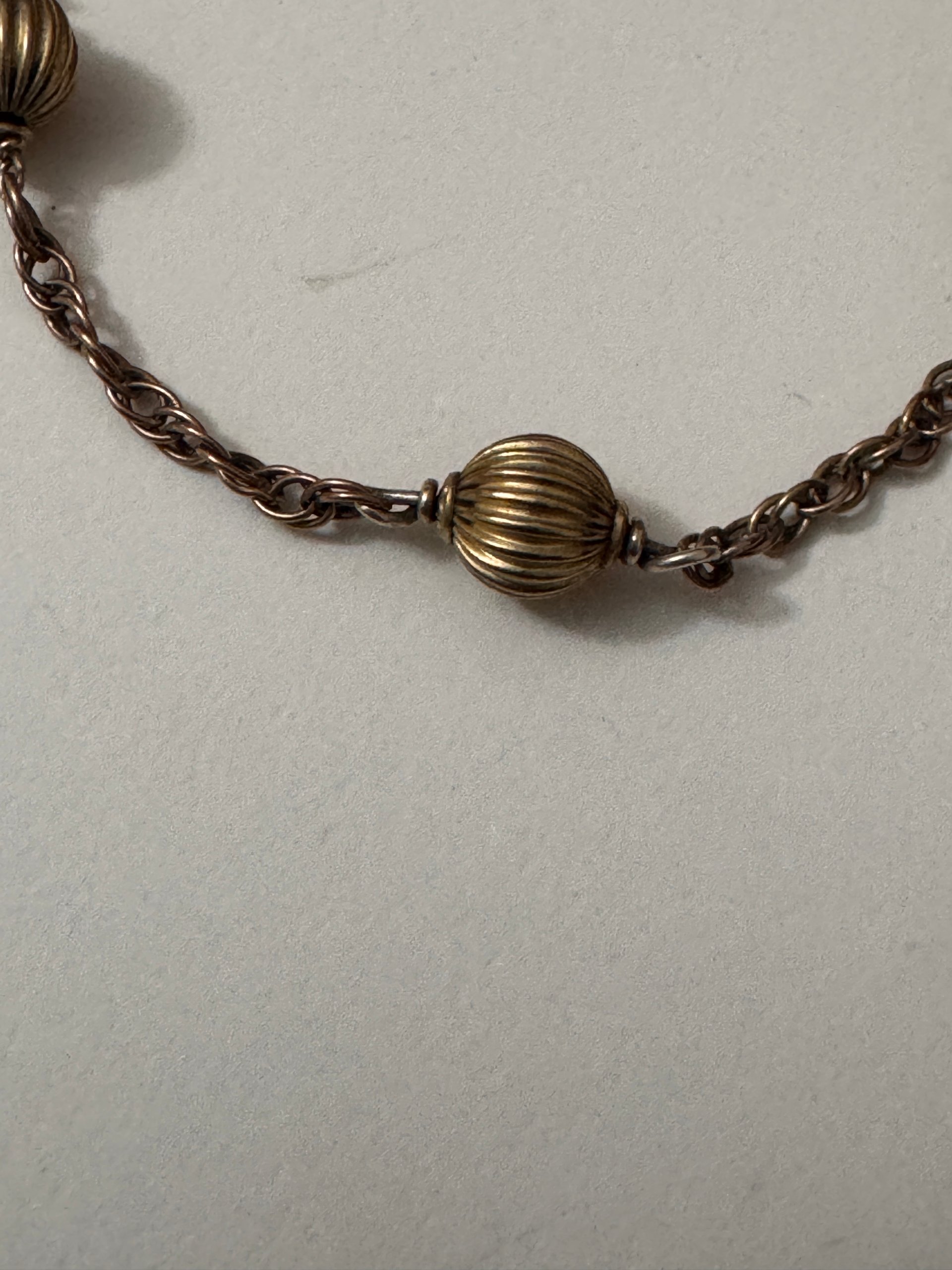 Vintage Gold 333 Ribbed Bead Chain Bracelet image 5
