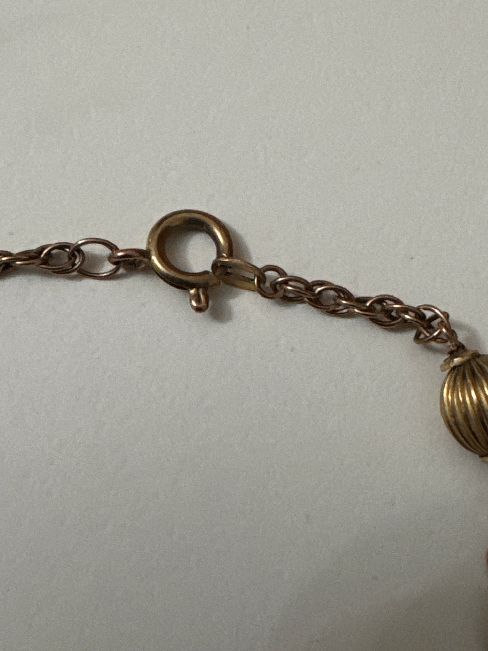 Vintage Gold 333 Ribbed Bead Chain Bracelet image 6