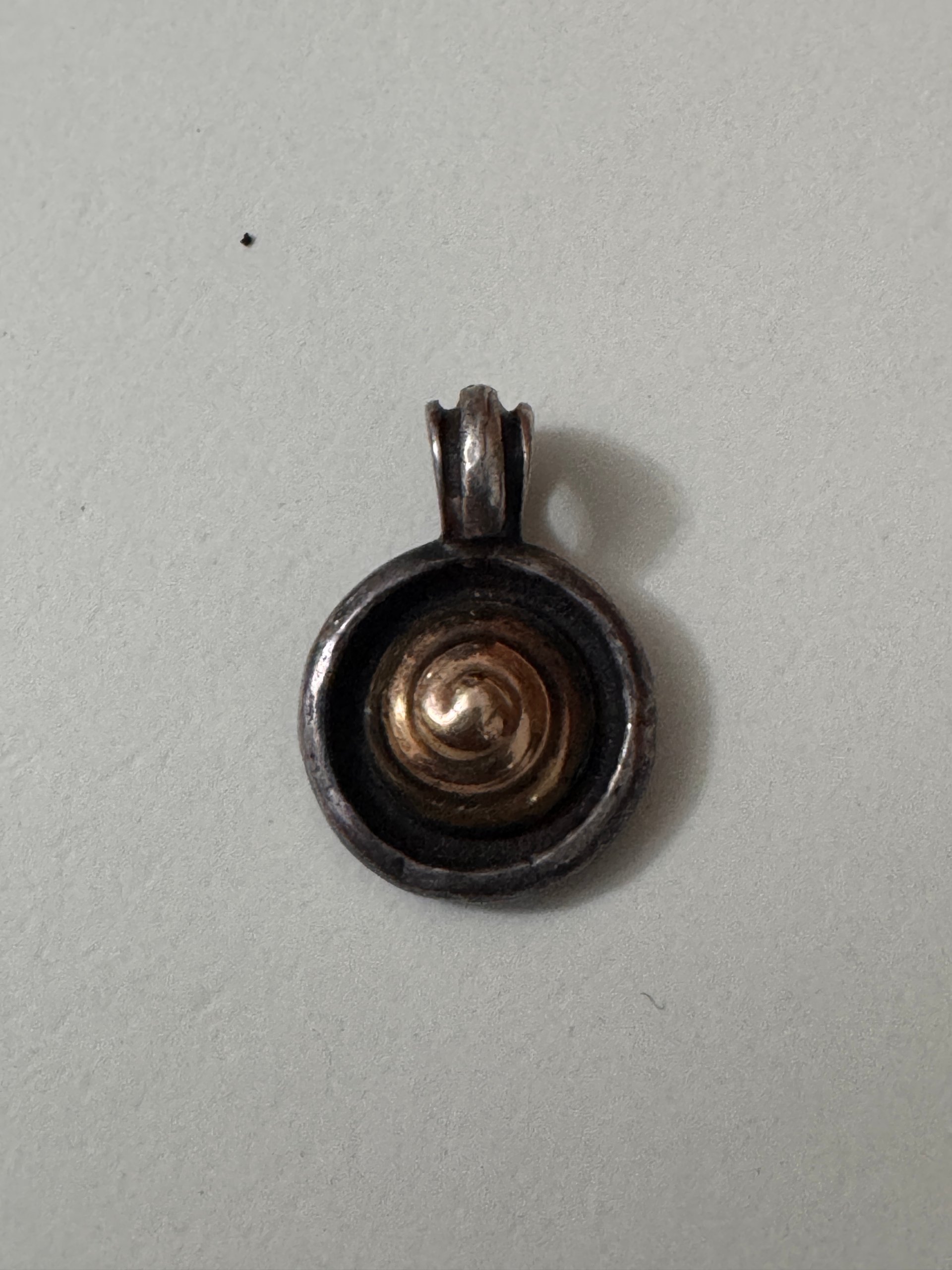 Sterling Silver & Bronze Spiral Pendant Unisex