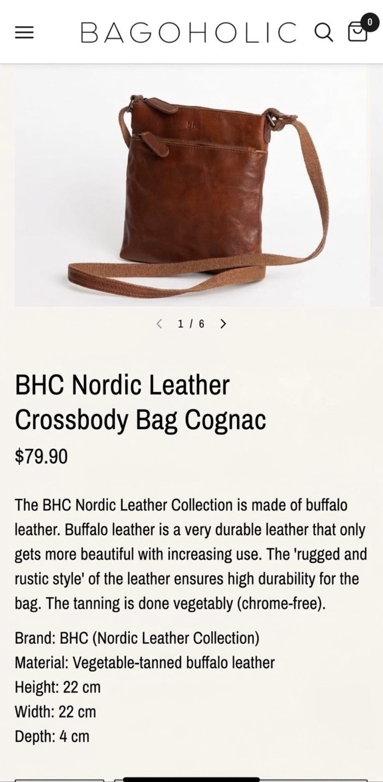 bhc Cognac Brown buffalo Leather Crossbody Bag Medium image 8