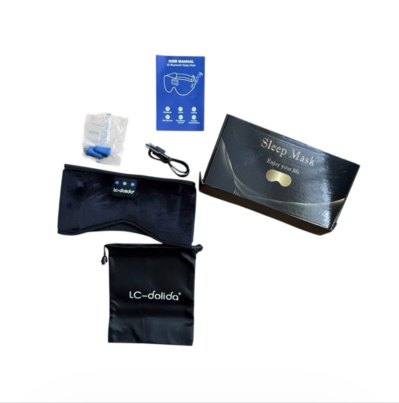 LC-dolida LC001 Bluetooth 5.2 Sleep Mask Headphones 3D Black Eye Mask