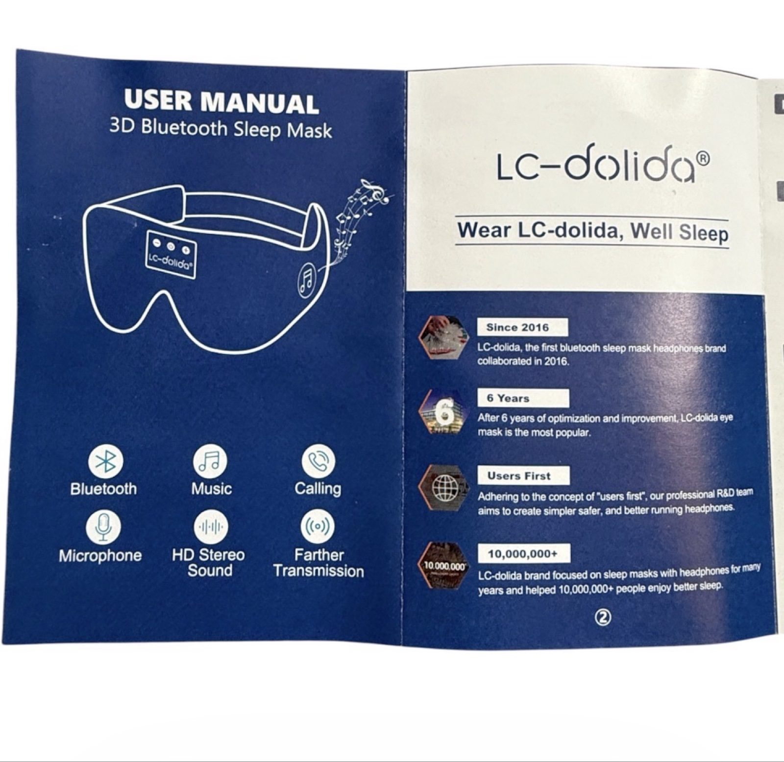LC-dolida LC001 Bluetooth 5.2 Sleep Mask Headphones 3D Black Eye Mask image 7