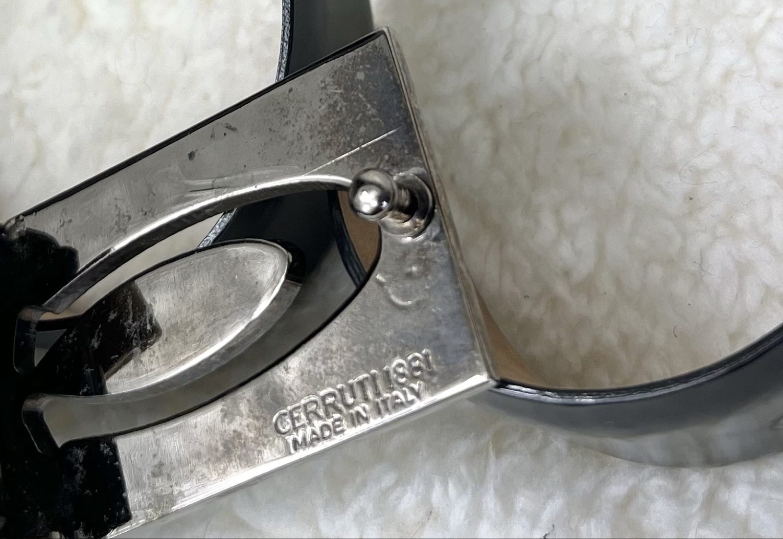 Cerruti 1881 brush-off Leather Belt 85 Designer Logo buckle Made in Italy image 6