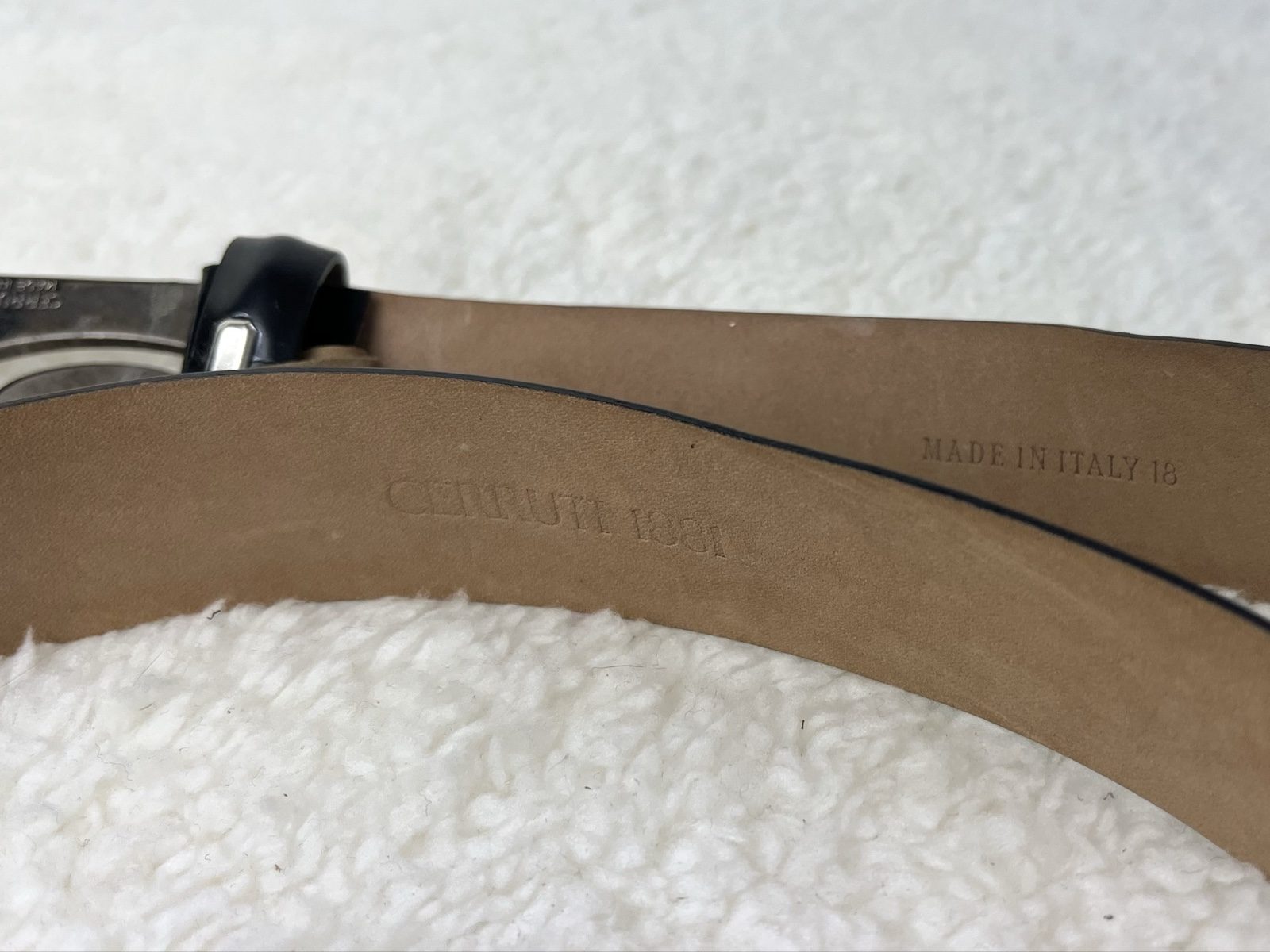 Cerruti 1881 brush-off Leather Belt 85 Designer Logo buckle Made in Italy image 5