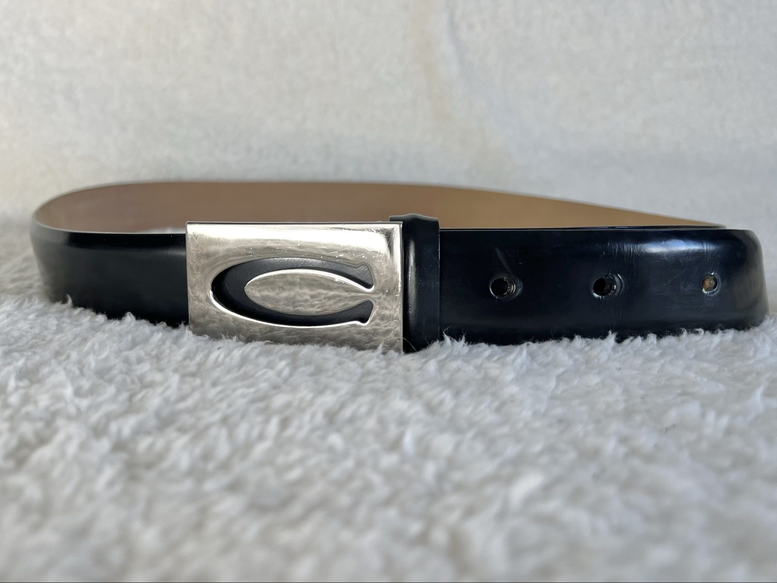 Cerruti 1881 brush-off Leather Belt 85 Designer Logo buckle Made in Italy image 7