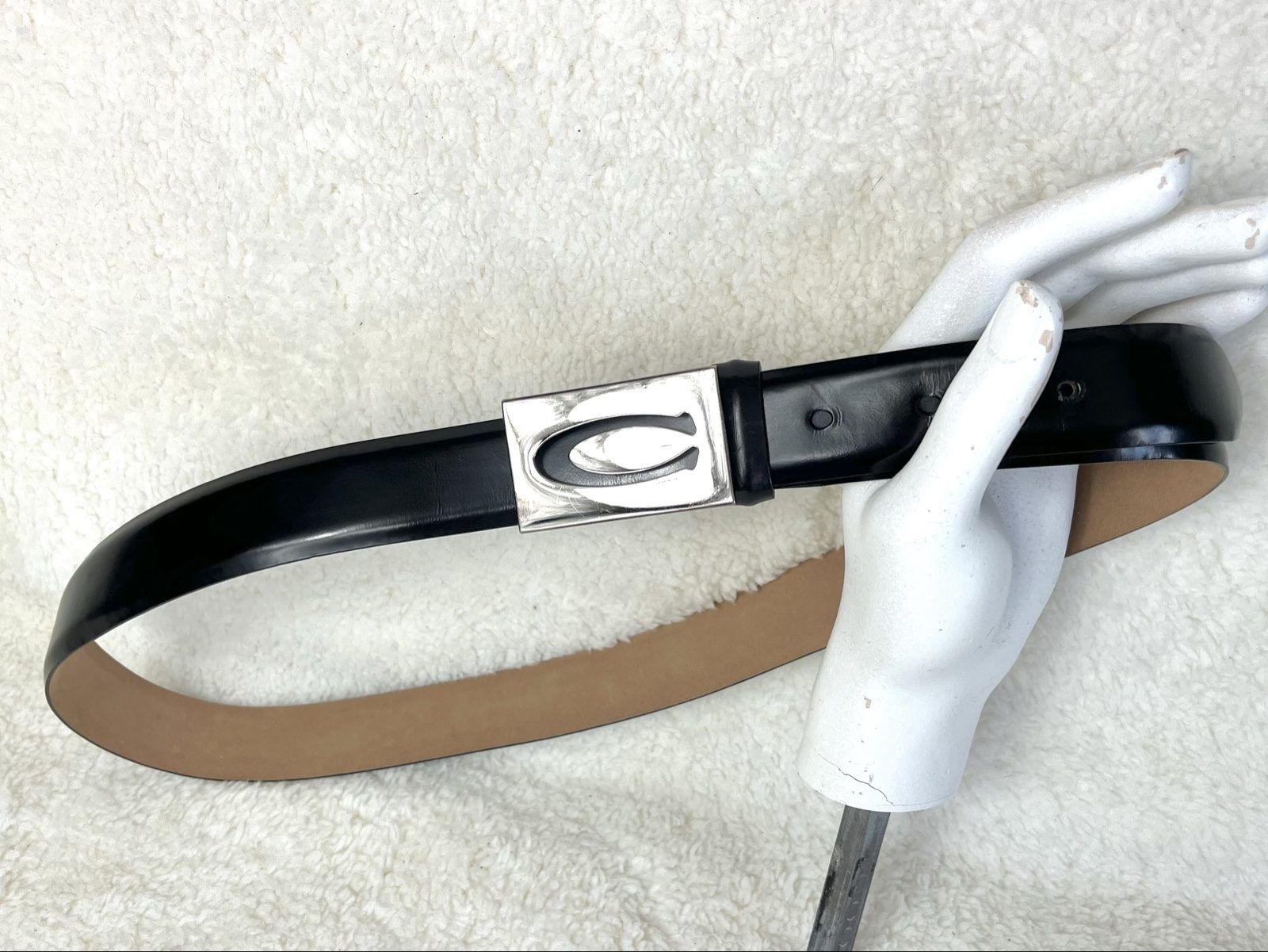 Cerruti 1881 brush-off Leather Belt 85 Designer Logo buckle Made in Italy image 8