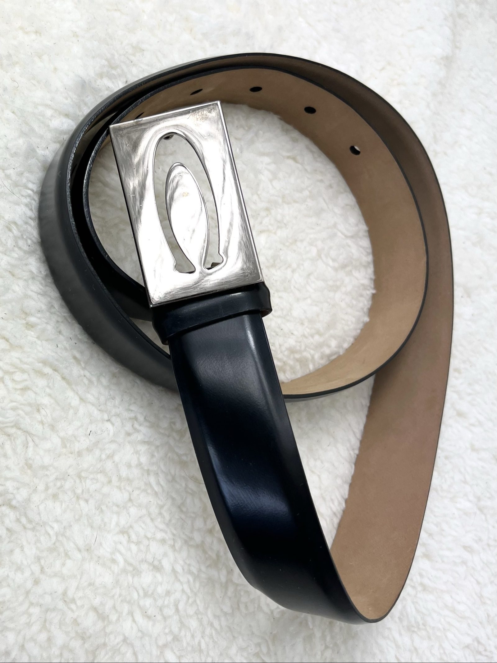 Cerruti 1881 brush-off Leather Belt 85 Designer Logo buckle Made in Italy image 3
