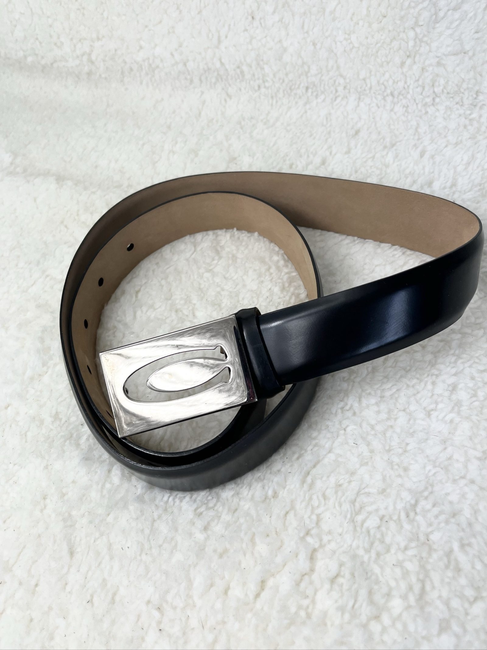 Cerruti 1881 brush-off Leather Belt 85 Designer Logo buckle Made in Italy image 2