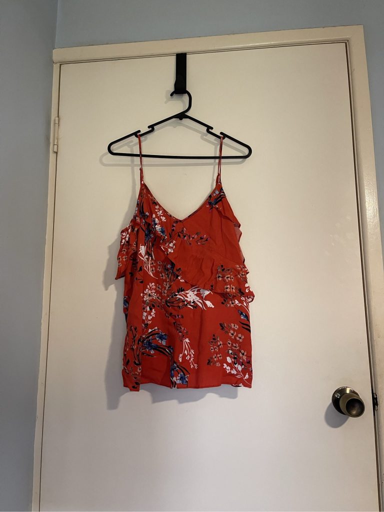 Witchery Women's Red Floral Ruffle Cami Top Size 10