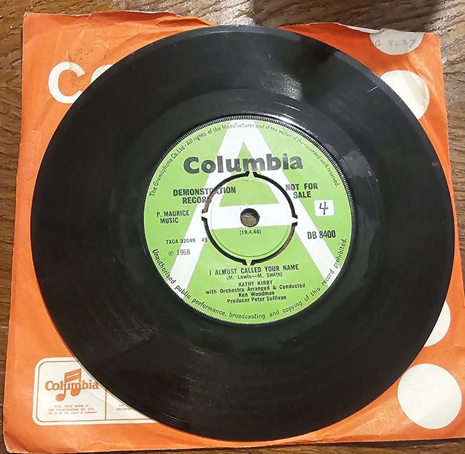 Kathy Kirby I Almost Called Your Name PROMO Columbia DB 8400 7 Vinyl
