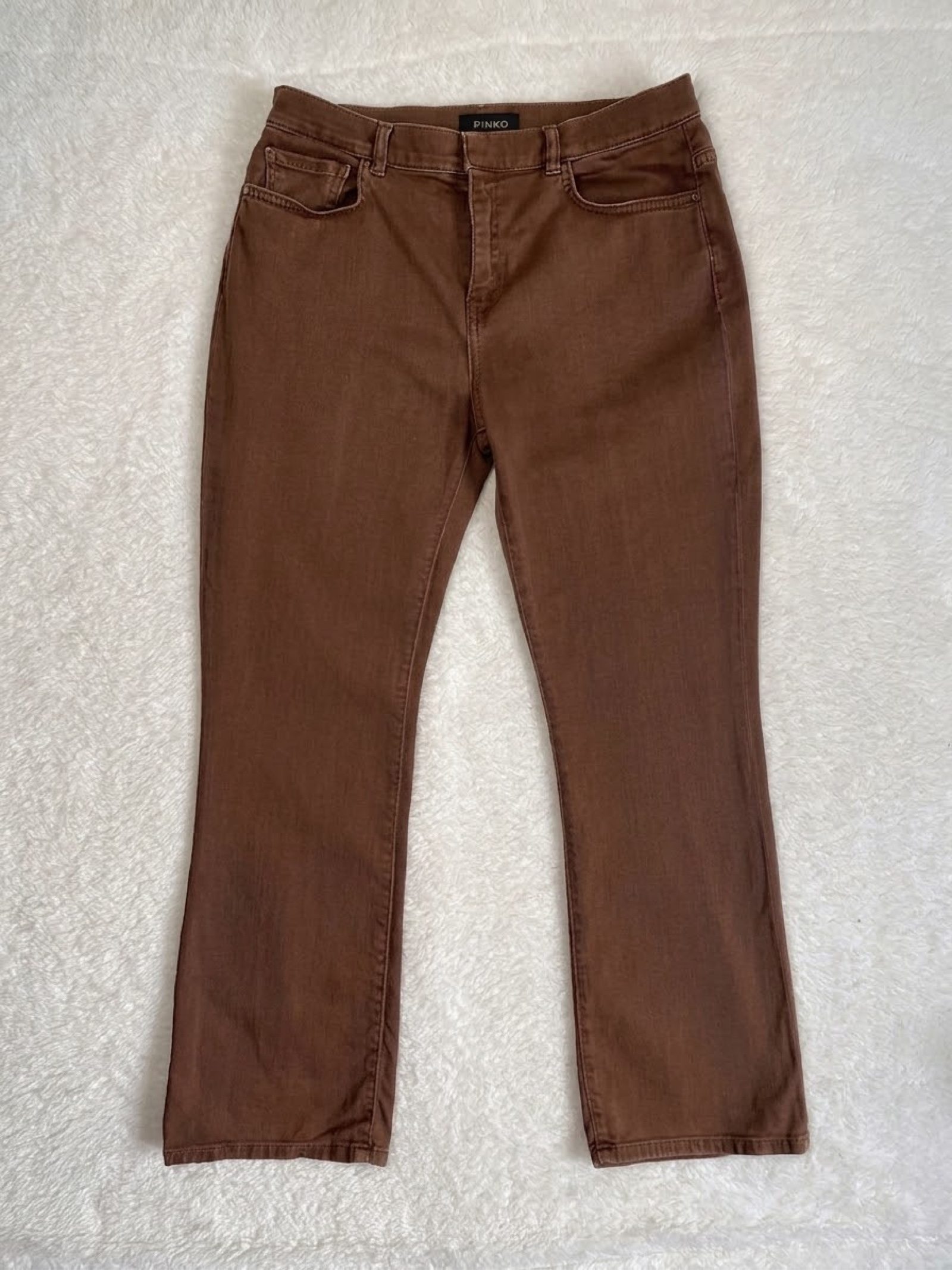 Pinko Brenda High Rise Bootcut Jeans cropped leg flared caramel brown Size 31 image 2