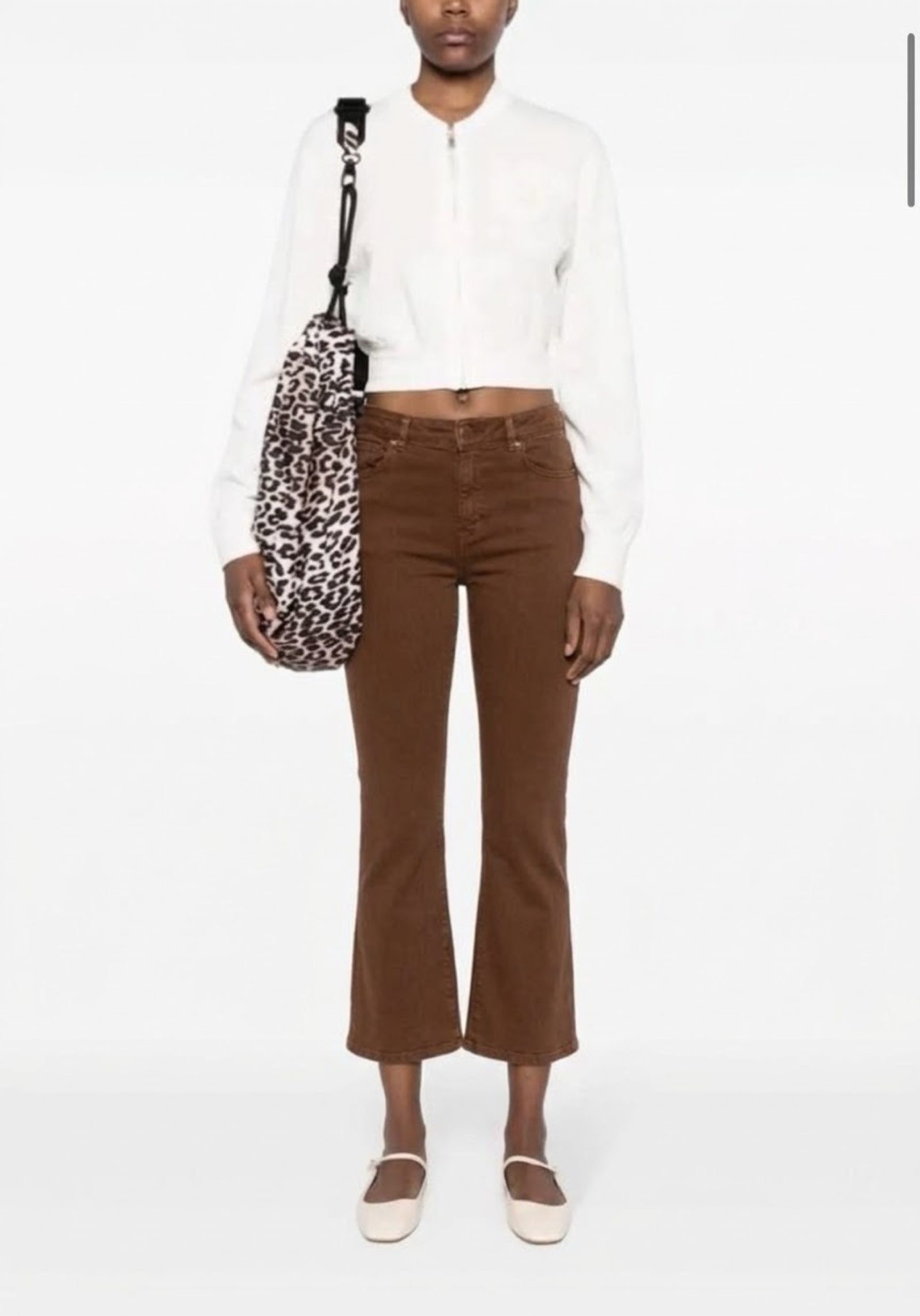 Pinko Brenda High Rise Bootcut Jeans cropped leg flared caramel brown Size 31