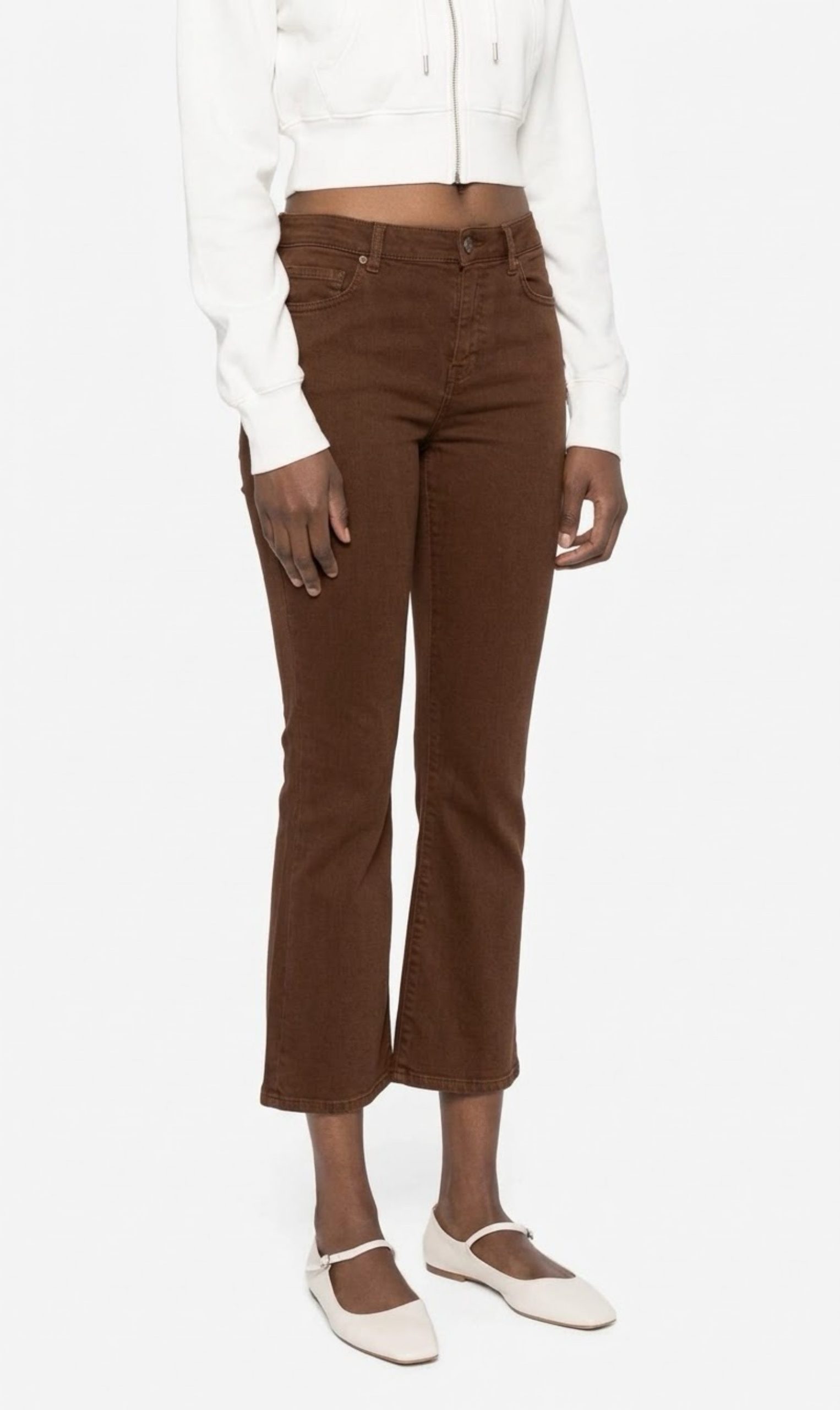 Pinko Brenda High Rise Bootcut Jeans cropped leg flared caramel brown Size 31 image 7