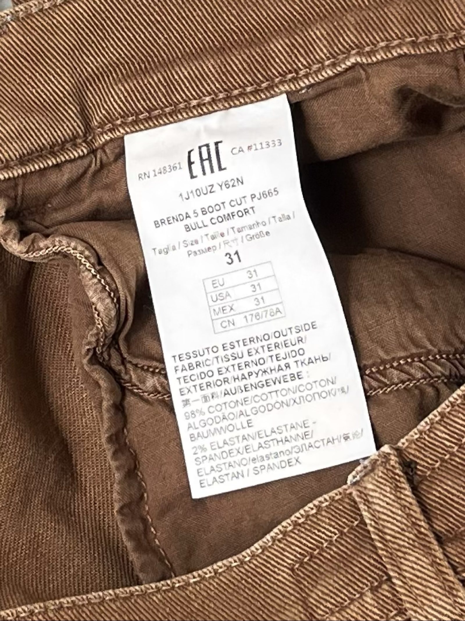 Pinko Brenda High Rise Bootcut Jeans cropped leg flared caramel brown Size 31 image 5