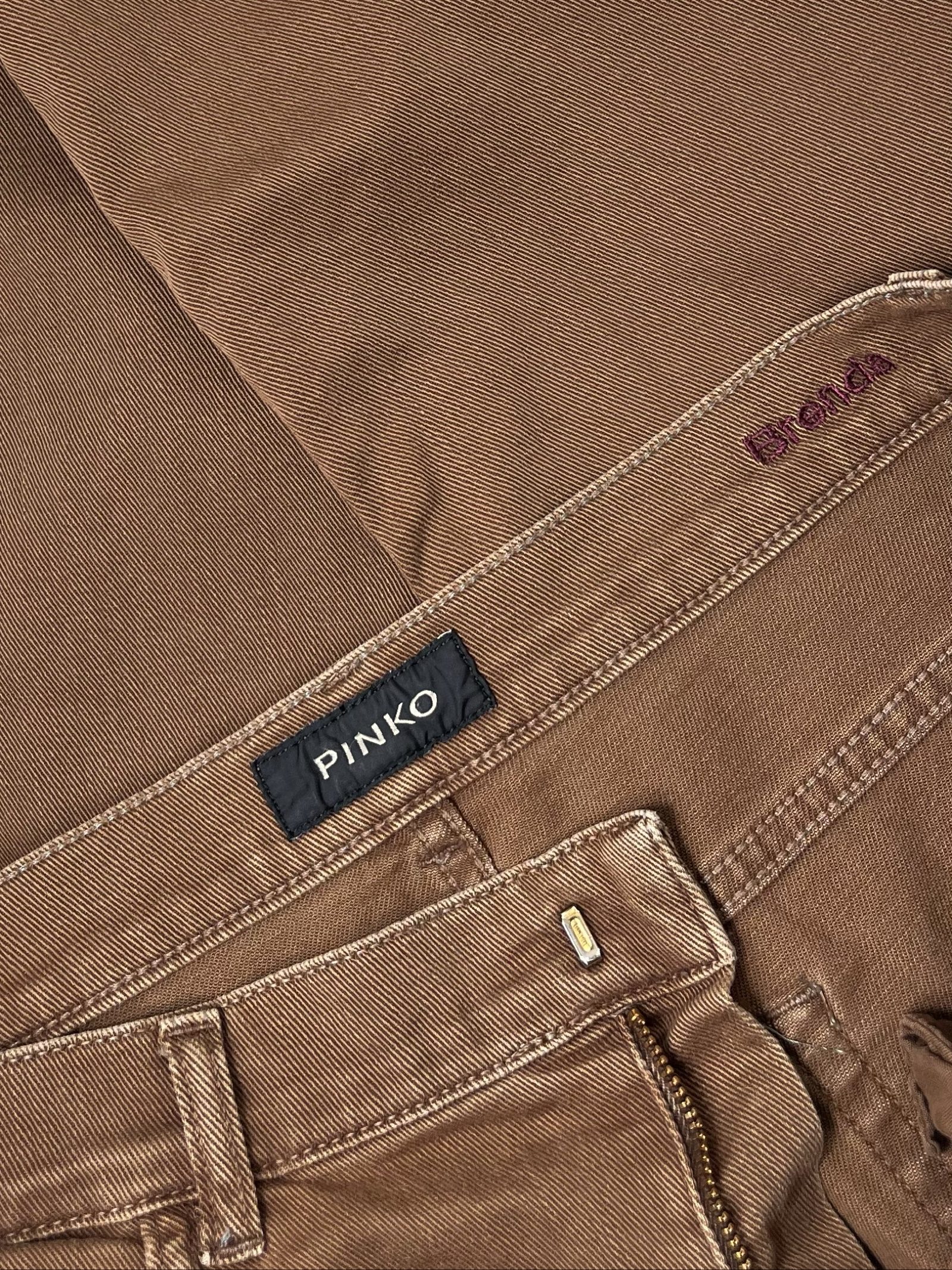 Pinko Brenda High Rise Bootcut Jeans cropped leg flared caramel brown Size 31 image 4