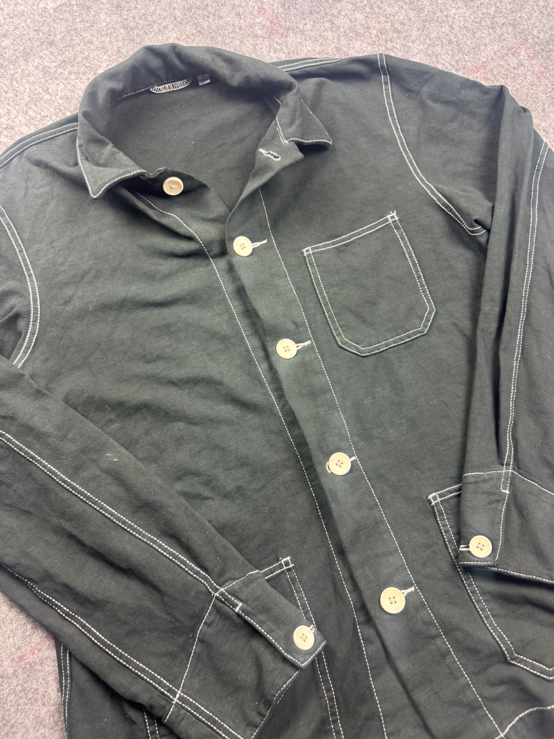 Uniqlo Black Contrast-Stitch Button Shirt Jacket Medium image 2