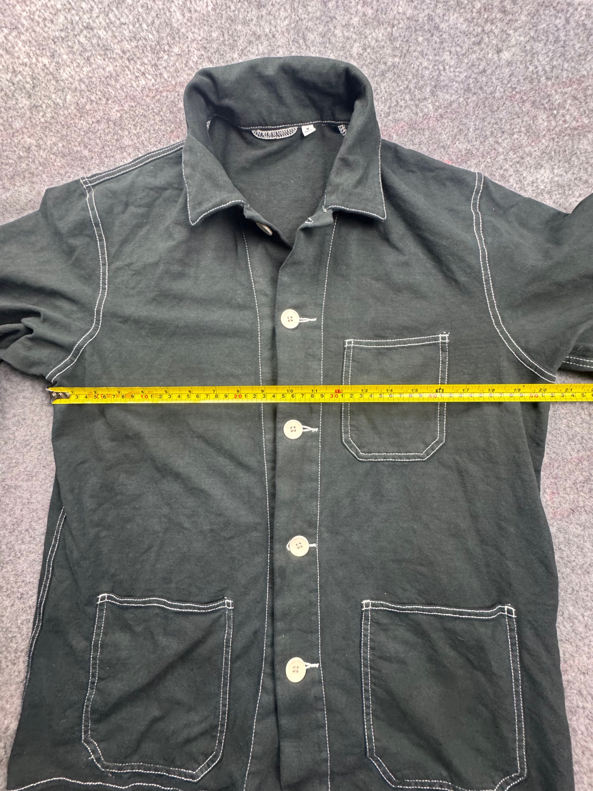 Uniqlo Black Contrast-Stitch Button Shirt Jacket Medium image 6