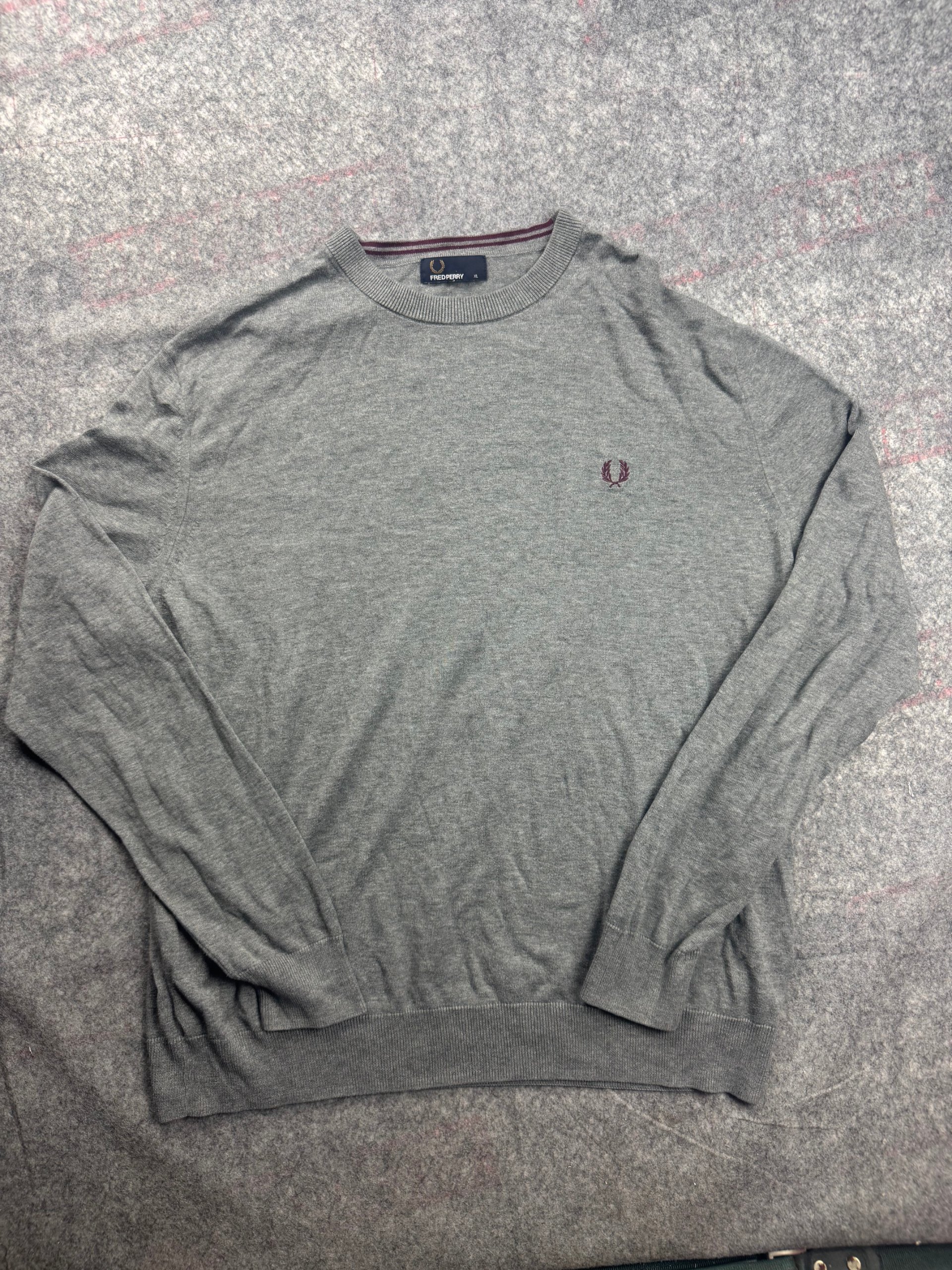Fred Perry Grey Crew Neck Cotton Jumper XL