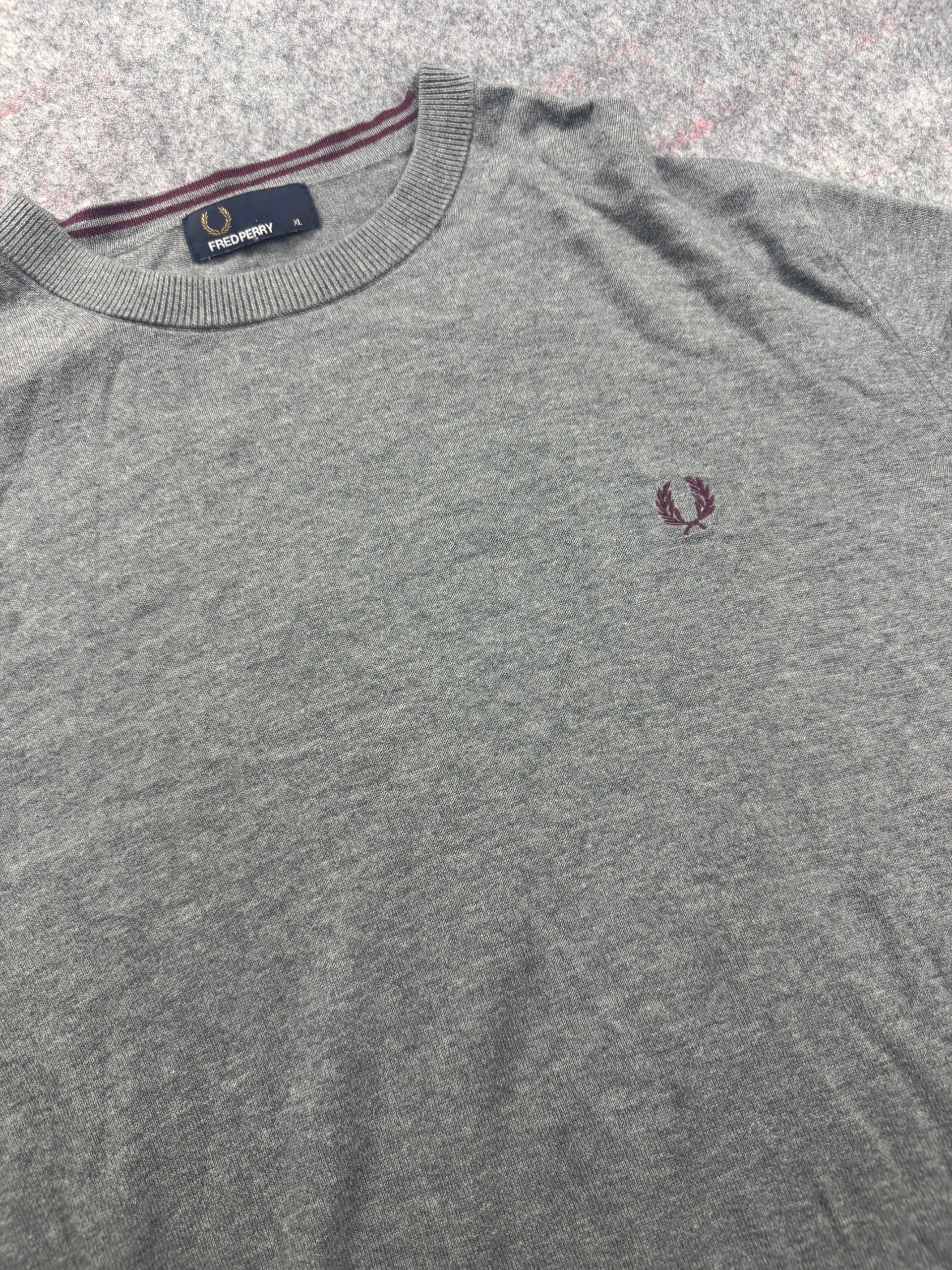 Fred Perry Grey Crew Neck Cotton Jumper XL image 2