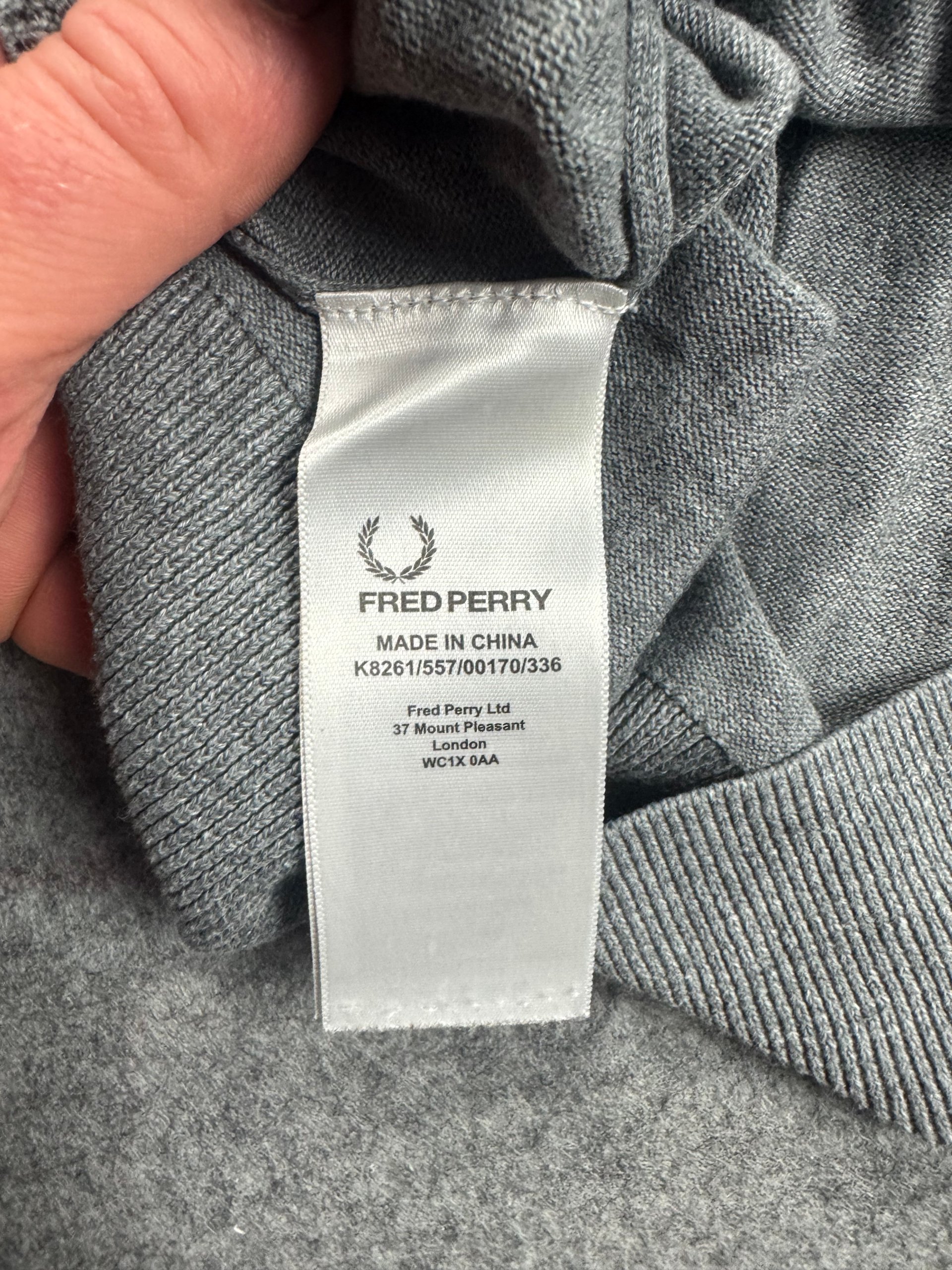 Fred Perry Grey Crew Neck Cotton Jumper XL image 4