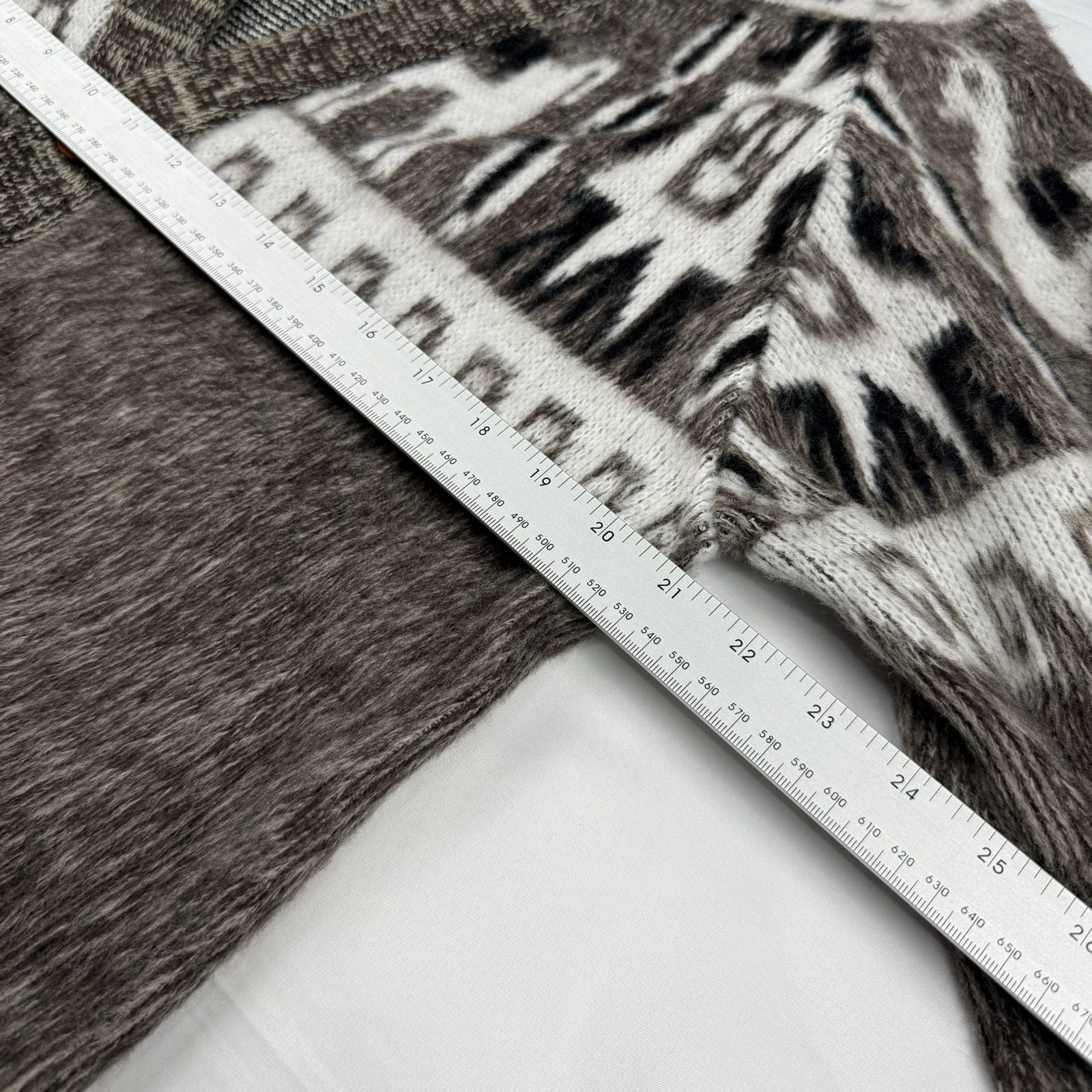 Rumnahui Cardigan Unisex M Brown White Wool Patterned |0293 image 5