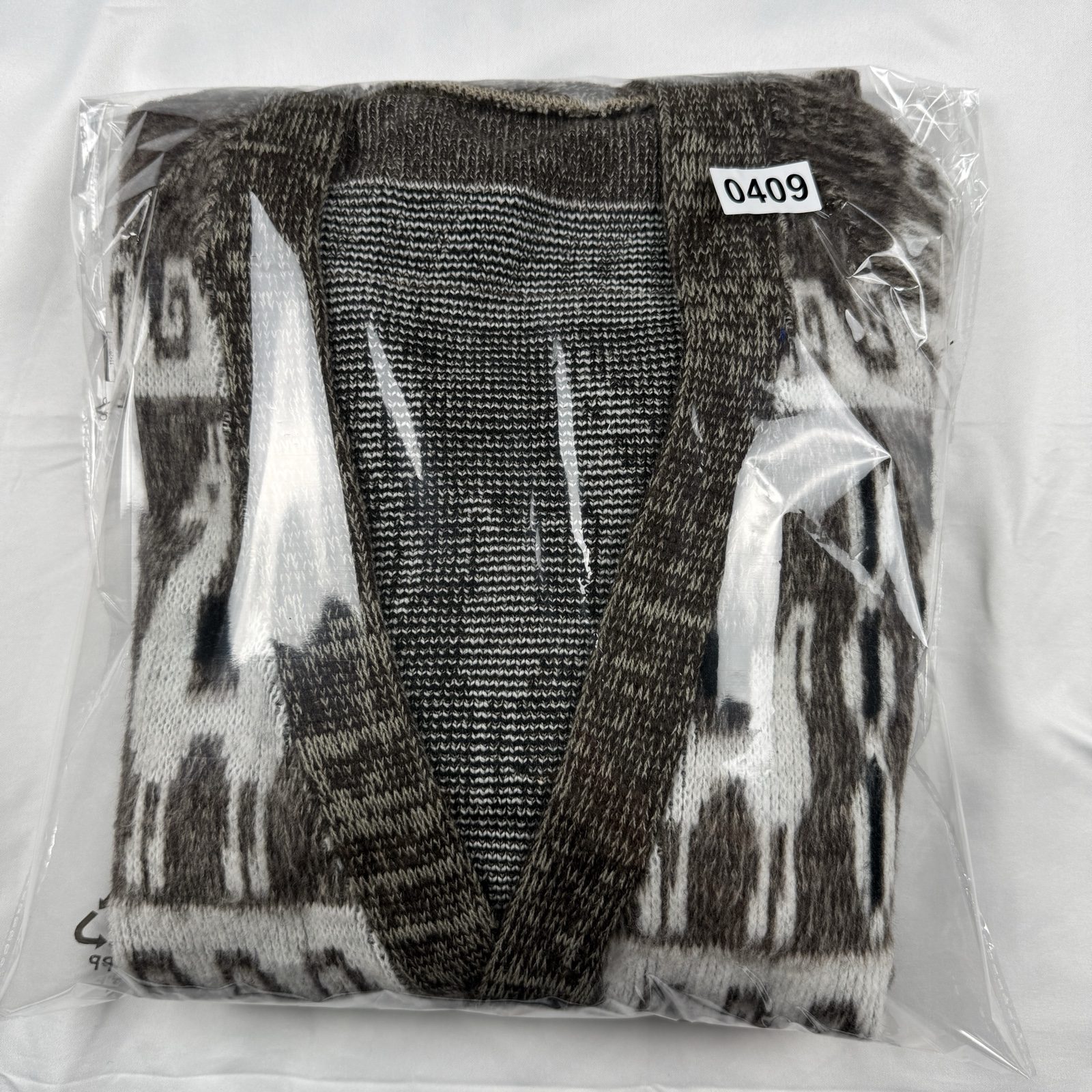 Rumnahui Cardigan Unisex M Brown White Wool Patterned |0293 image 8