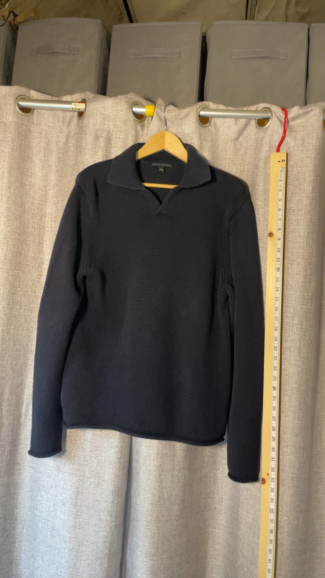 Banana Republic Men’s Large 100% Cotton Shawl Collar Textured Knit Sweater Navy