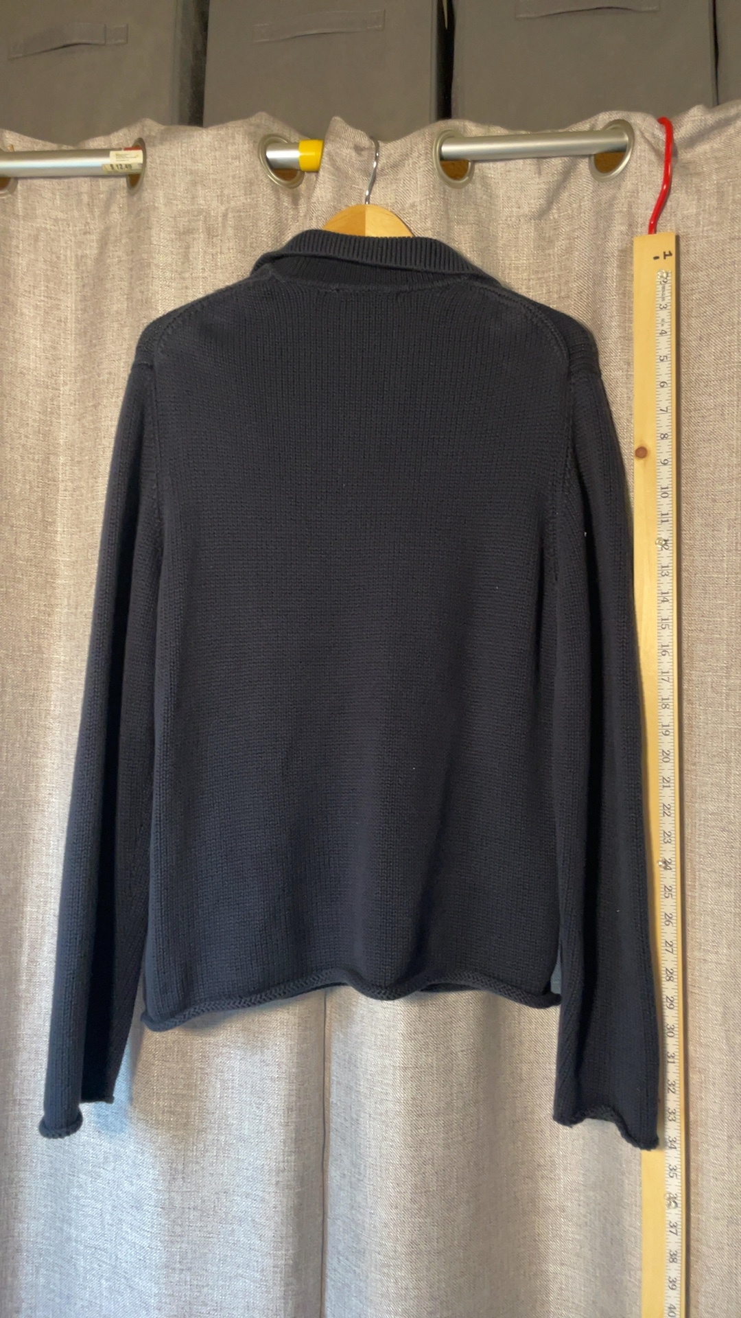 Banana Republic Men’s Large 100% Cotton Shawl Collar Textured Knit Sweater Navy image 2
