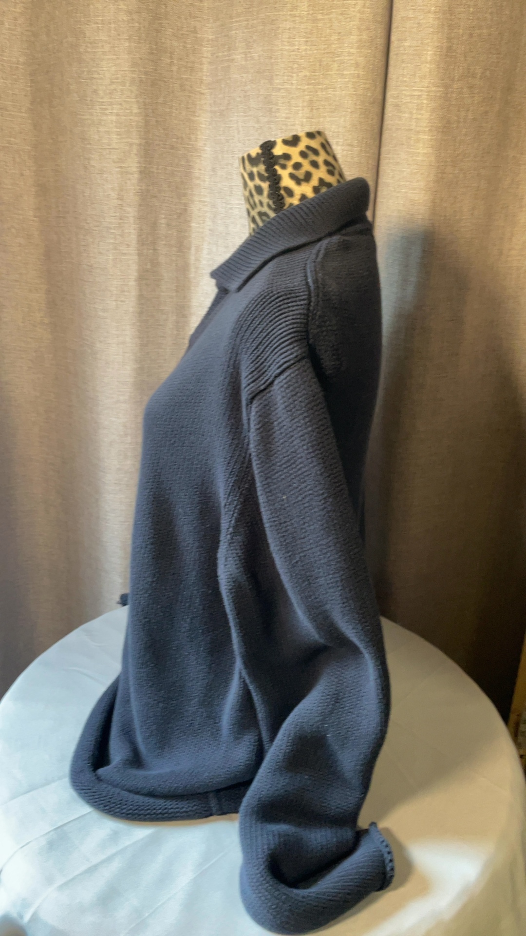 Banana Republic Men’s Large 100% Cotton Shawl Collar Textured Knit Sweater Navy image 7