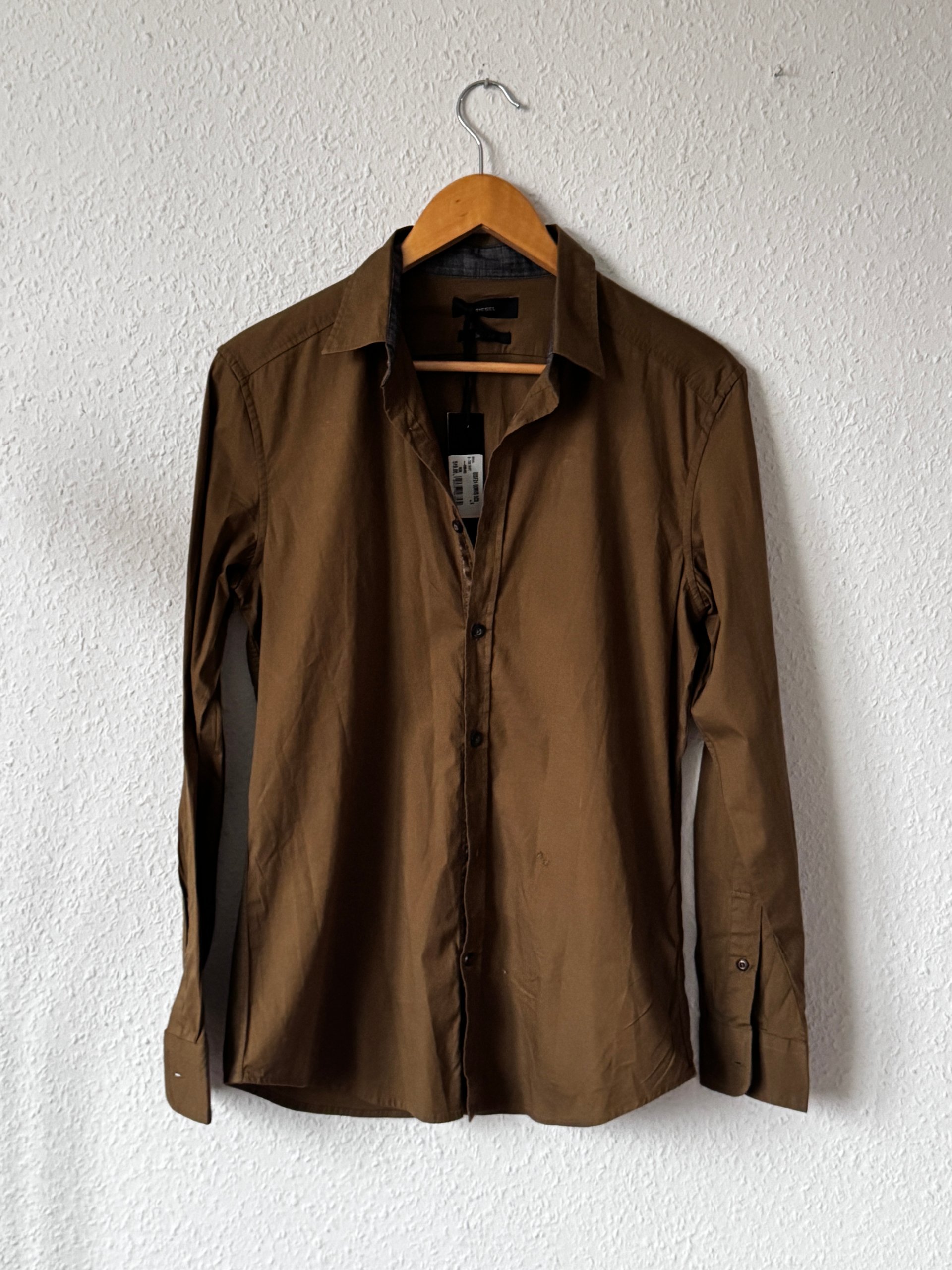 Diesel Brown Slim Fit Shirt Large Cotton