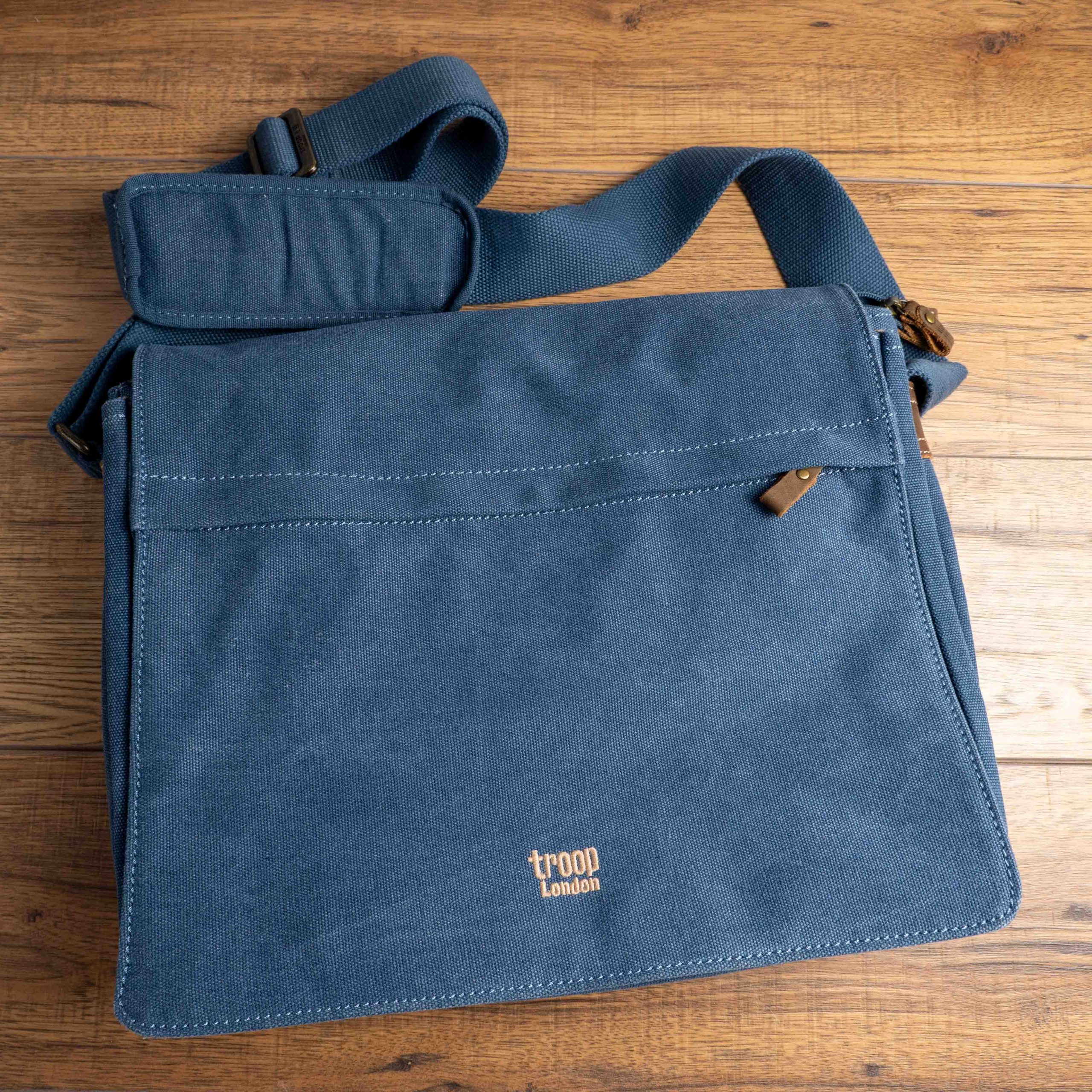 Troop London Blue Canvas Messenger Shoulder Bag