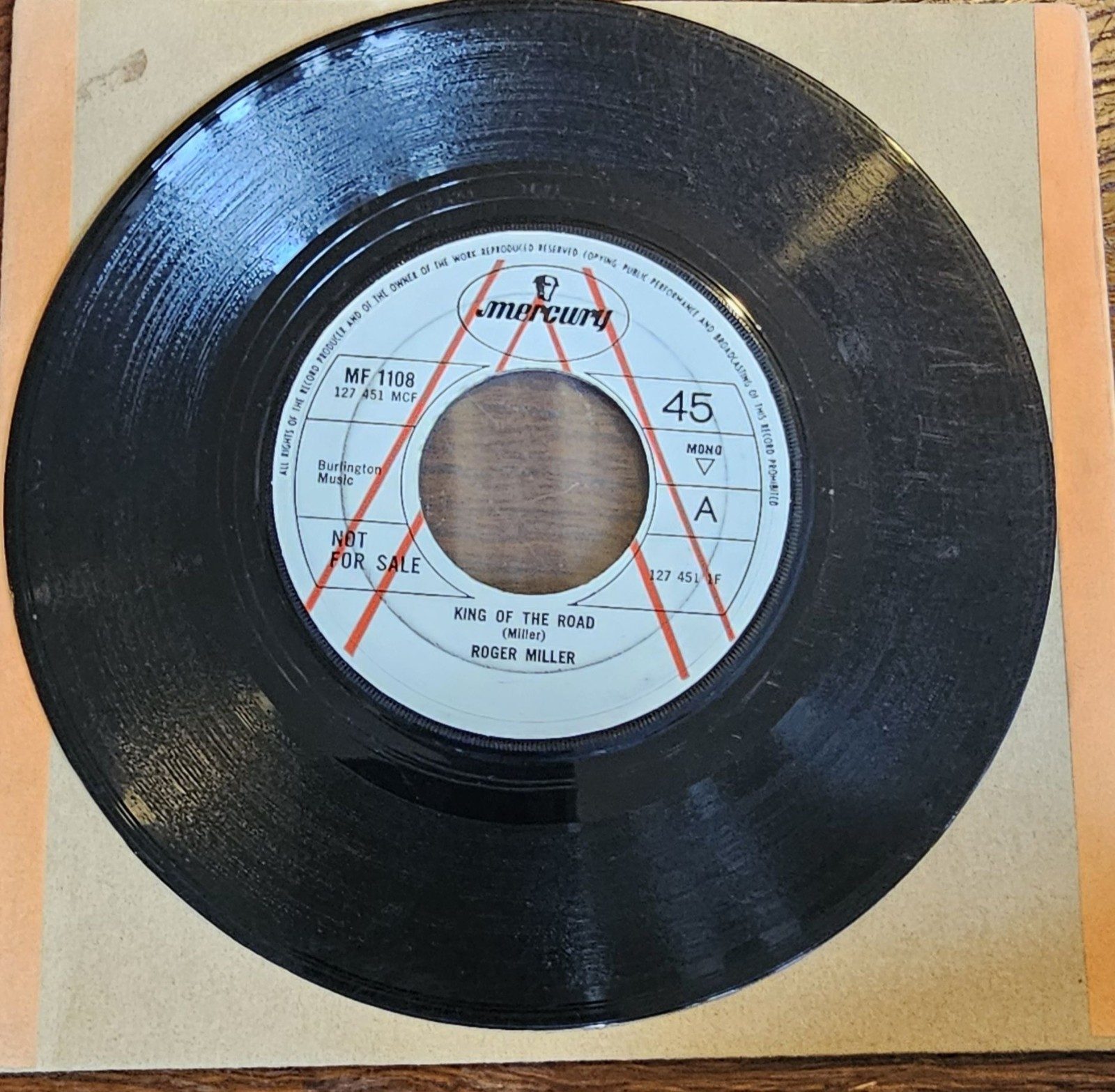 Roger Miller King Of The Road PROMO Mercury MF 1108 7" Vinyl Single
