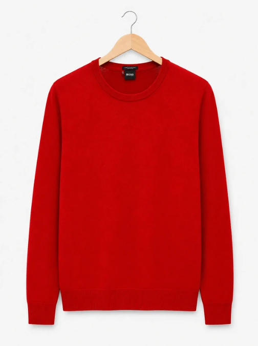 Hugo Boss Red Crew Neck Sweater Fine Italian Yarn XL