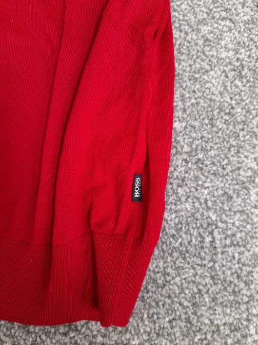 Hugo Boss Red Crew Neck Sweater Fine Italian Yarn XL image 3