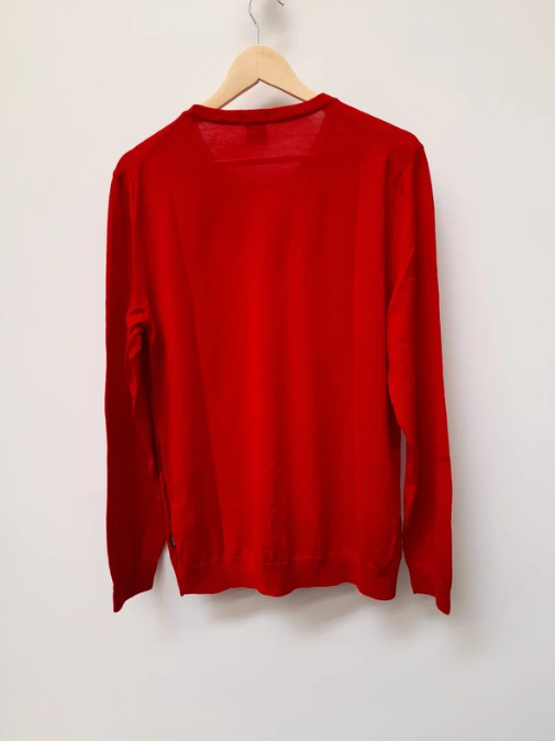 Hugo Boss Red Crew Neck Sweater Fine Italian Yarn XL image 5