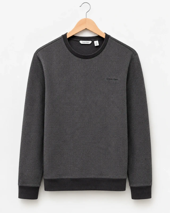 Calvin Klein Men's Dark Grey Cotton Sweatshirt Large