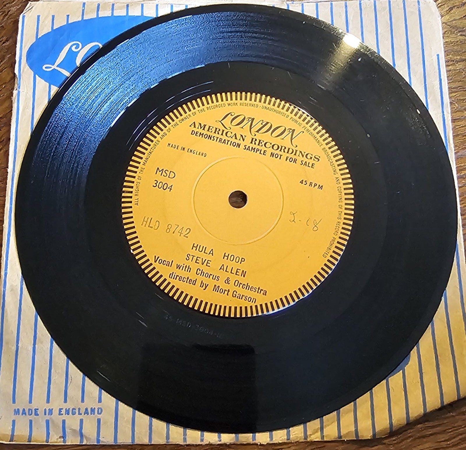 Steve Allen Hula Hoop PROMO London MSD3004 7" Vinyl