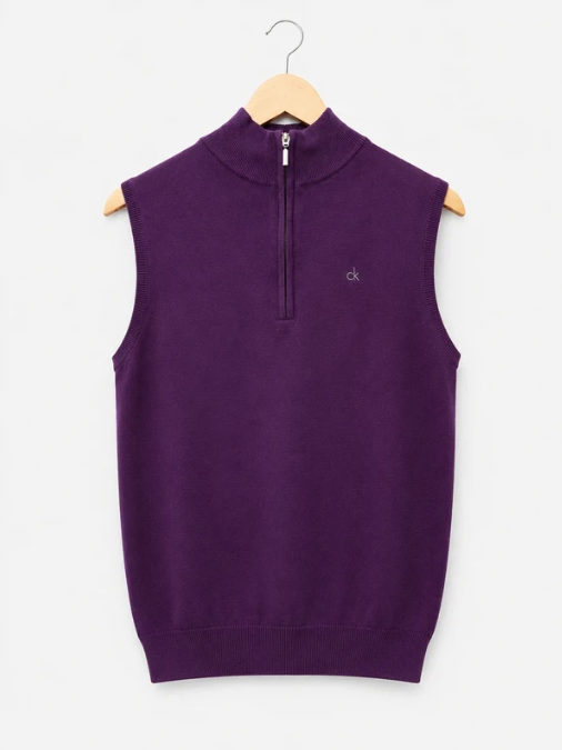 Calvin Klein Purple Sleeveless Knit Golf Sweater Medium
